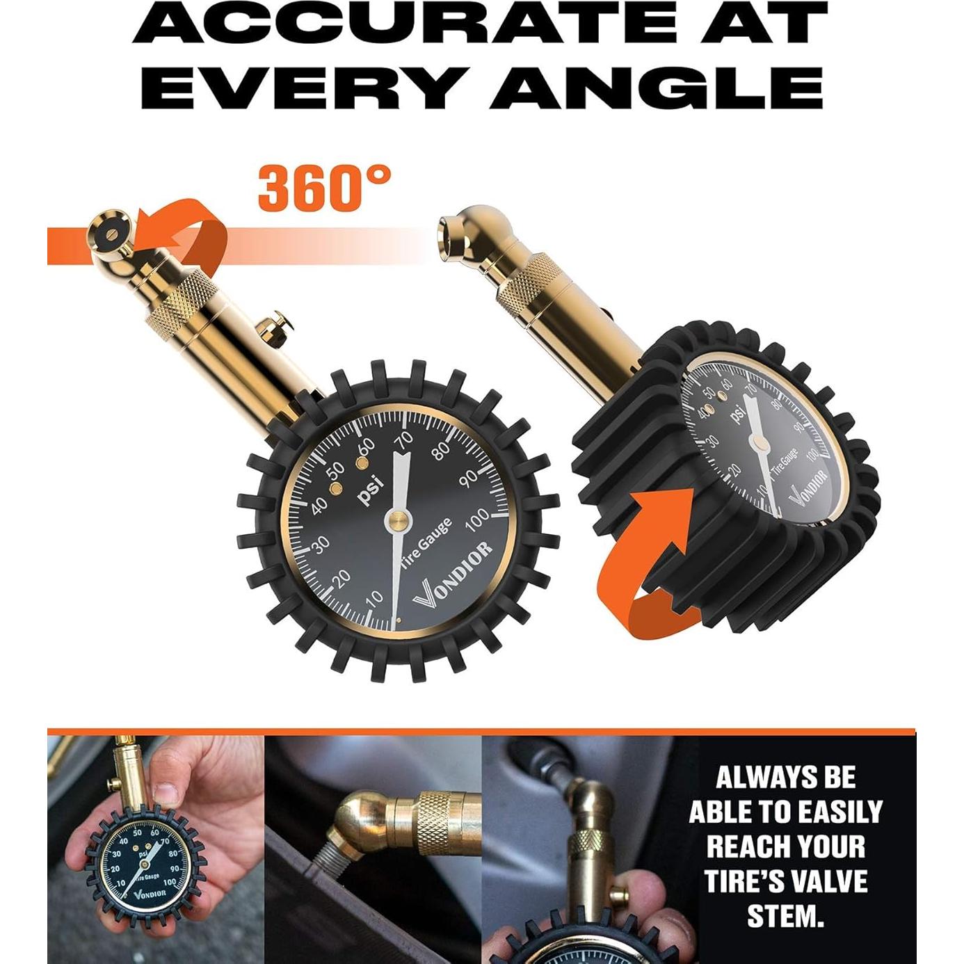 Medidor de Presión de Neumáticos Vondior 0-100 PSI Preciso