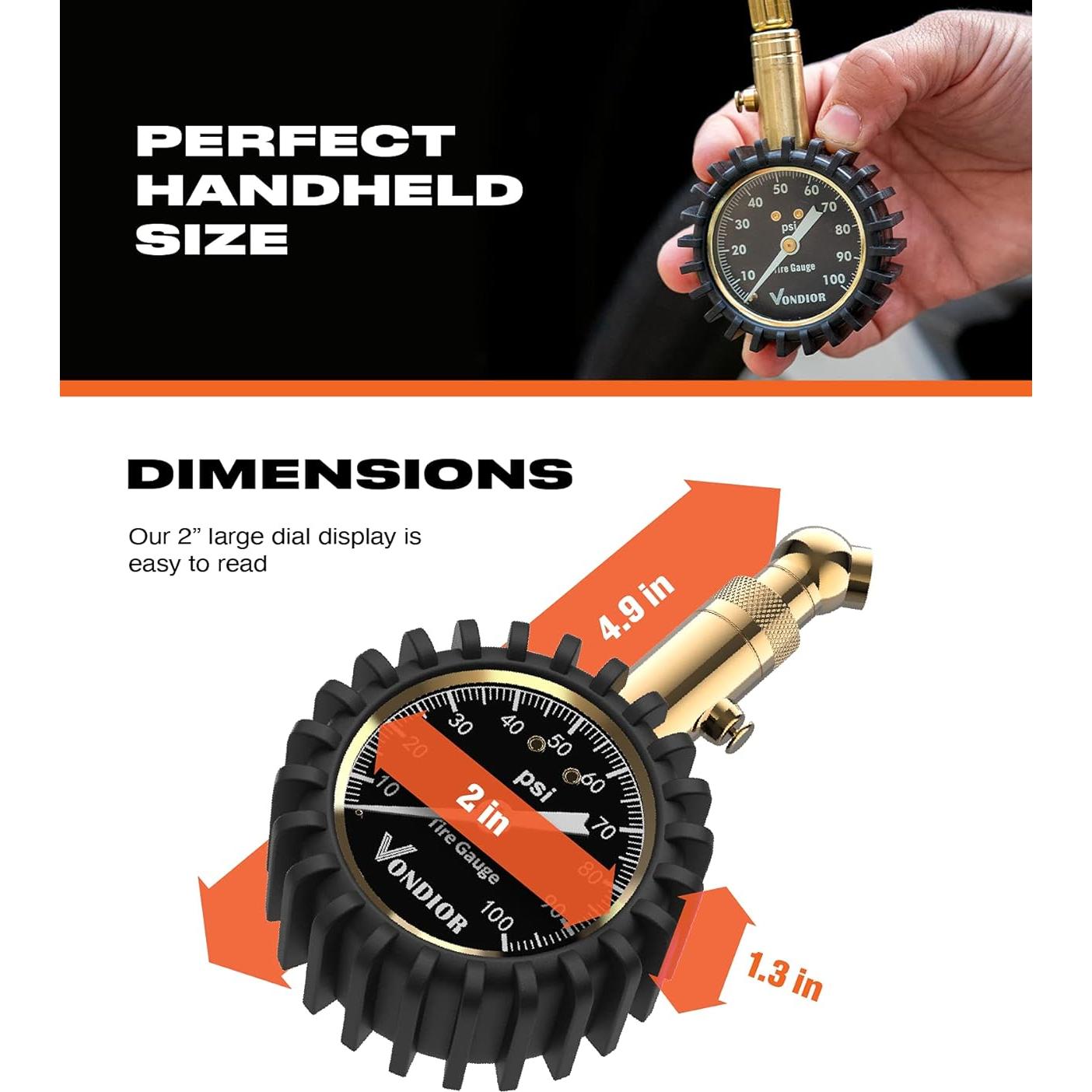 Medidor de Presión de Neumáticos Vondior 0-100 PSI Preciso