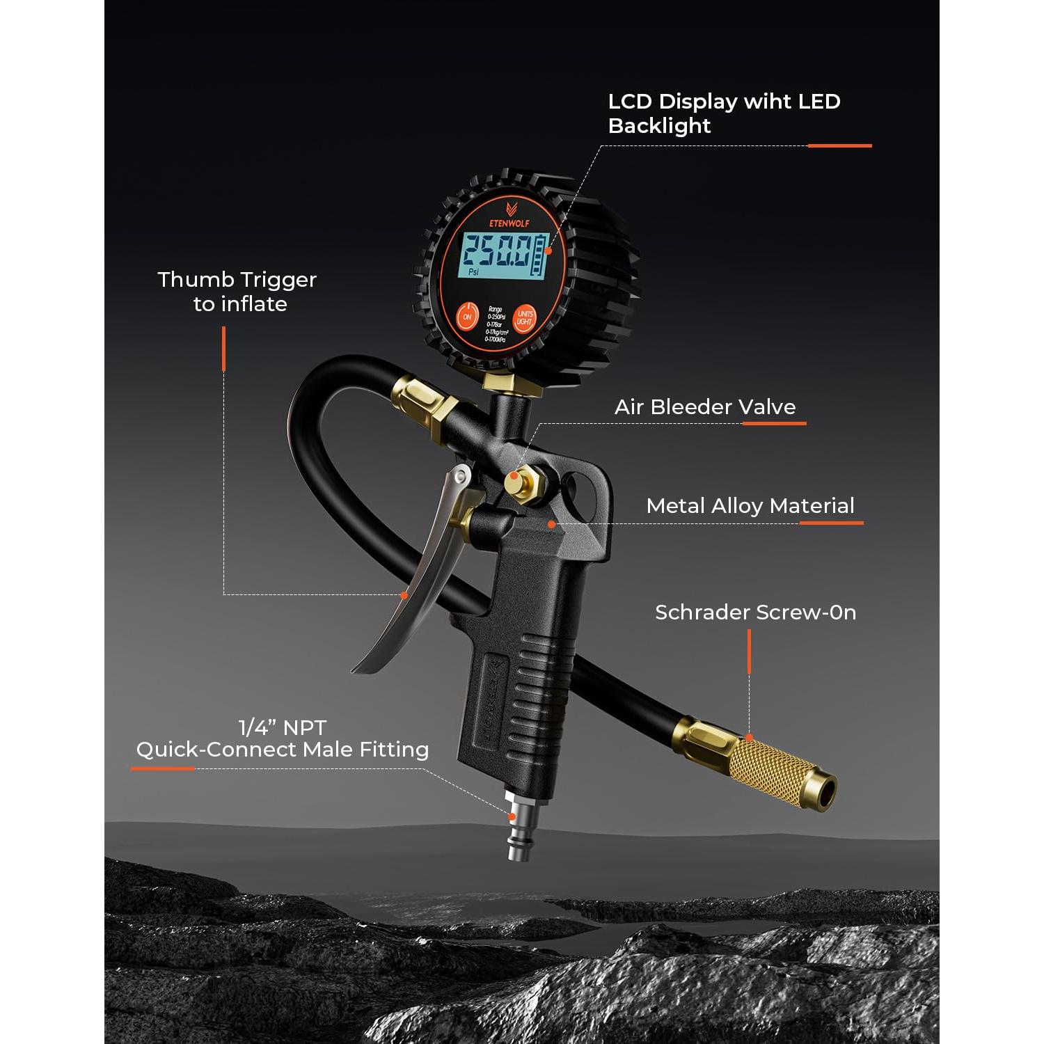 Medidor Digital de Presión de Neumáticos ETENWOLF T500