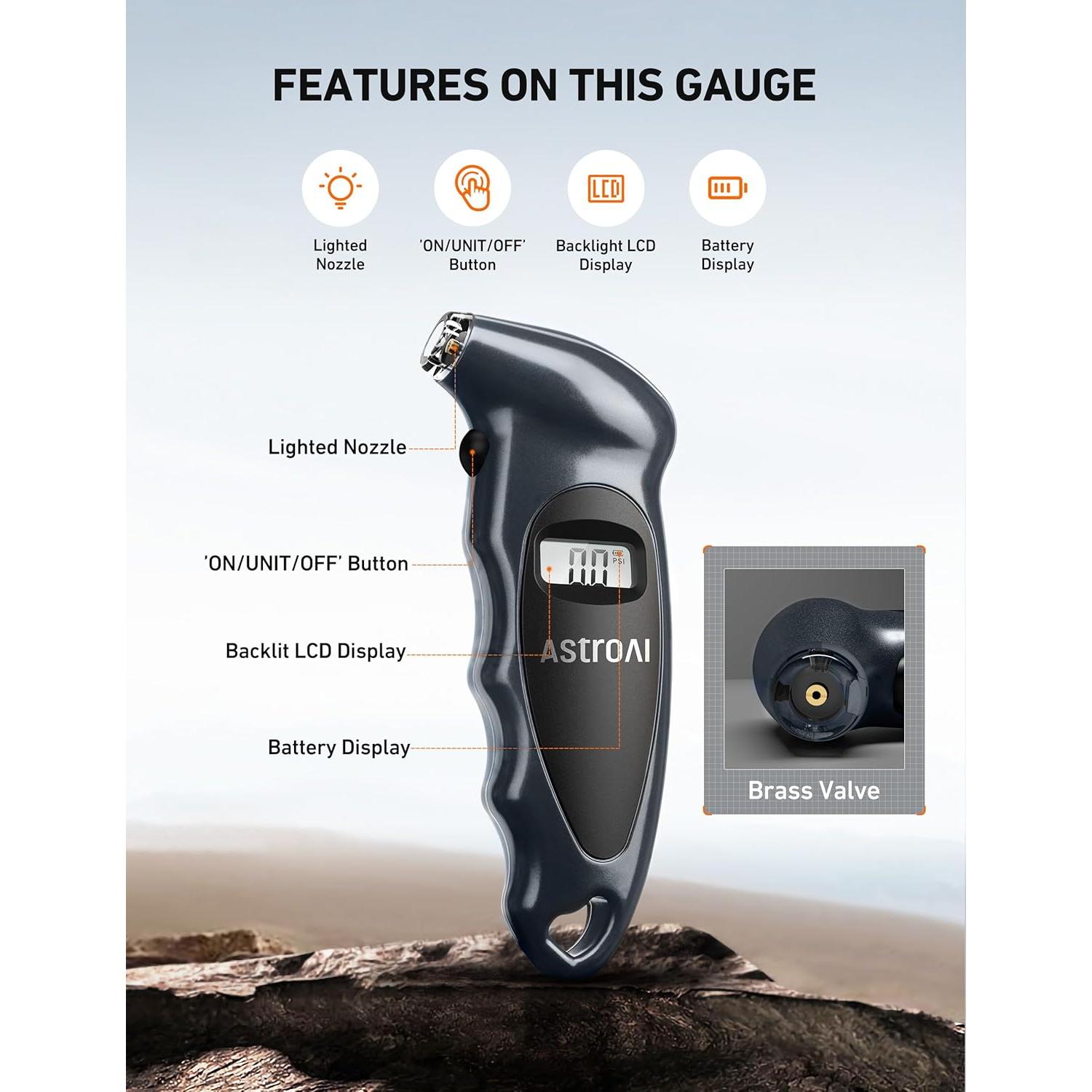 Medidor Digital de Presión de Neumáticos AstroAI 150 PSI