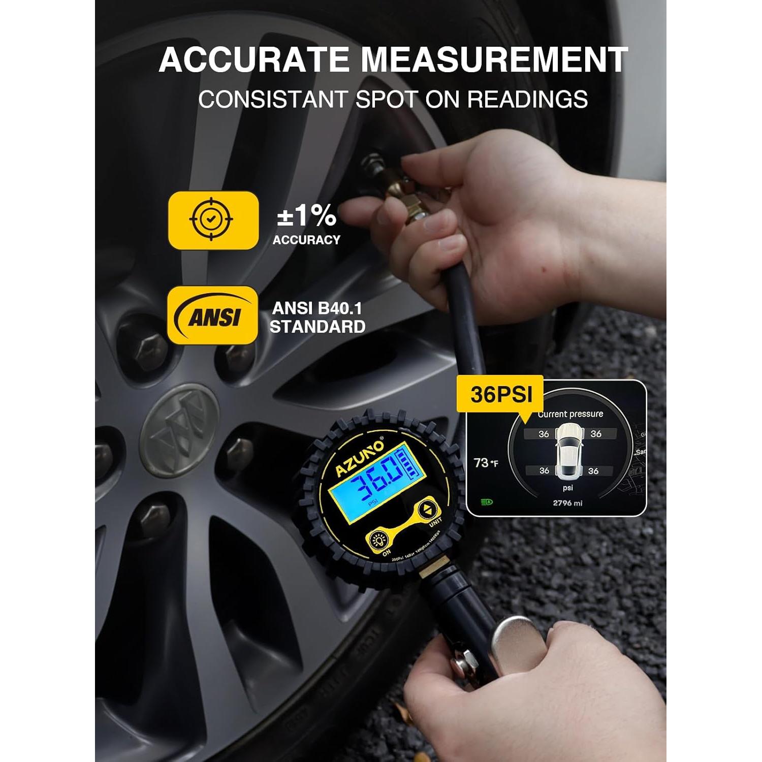 Inflador de Neumáticos Digital AZUNO TIG200D con Manómetro