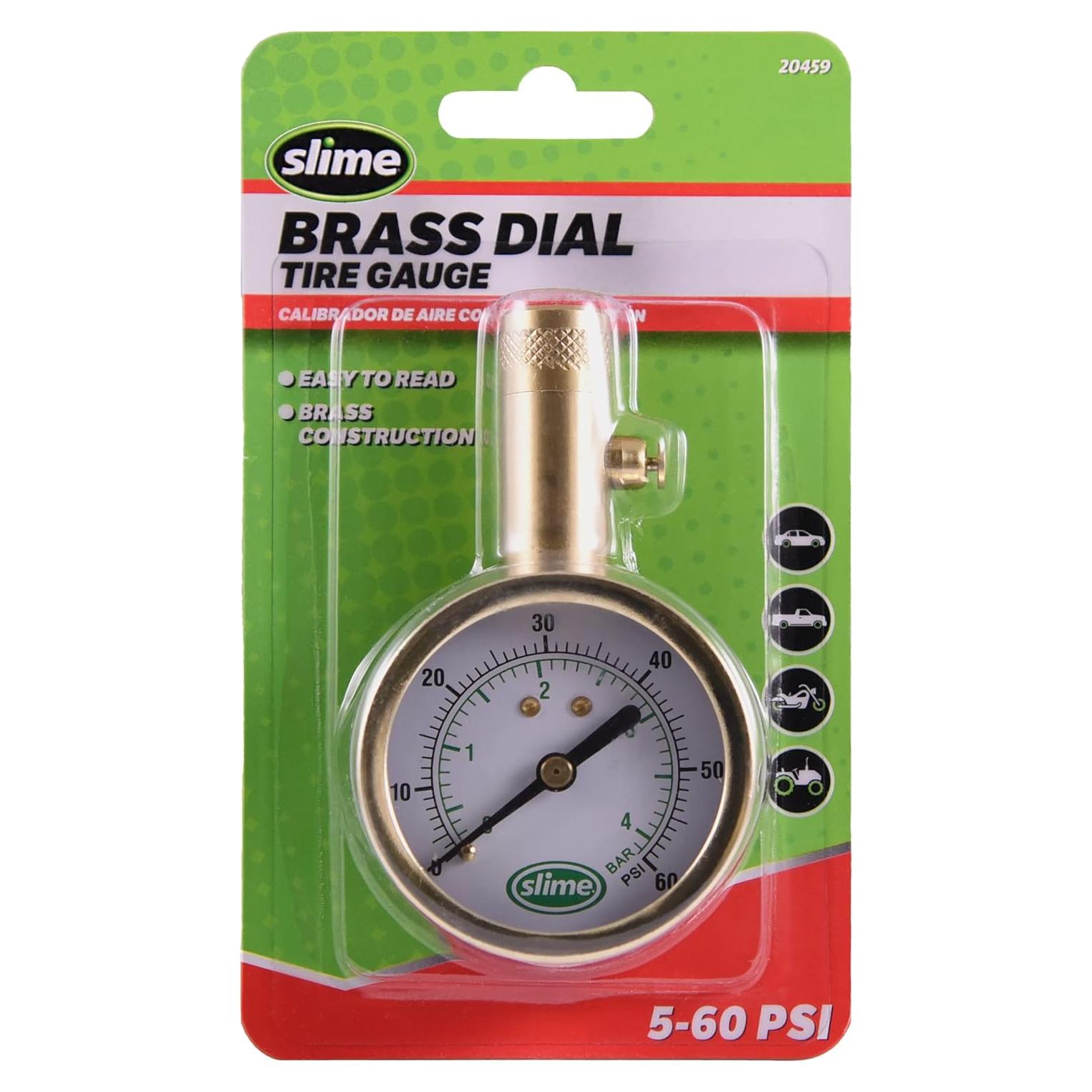 Medidor de Presión de Neumáticos Slime 20459 Analógico Latón