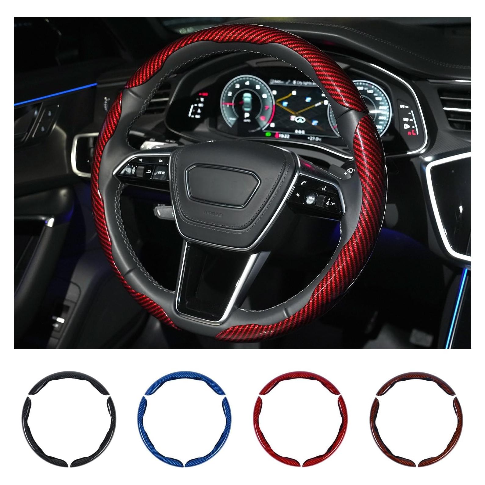 Cubierta de Volante Hiseanllo Fibra de Carbono Rojo 35.56-40.64 cm