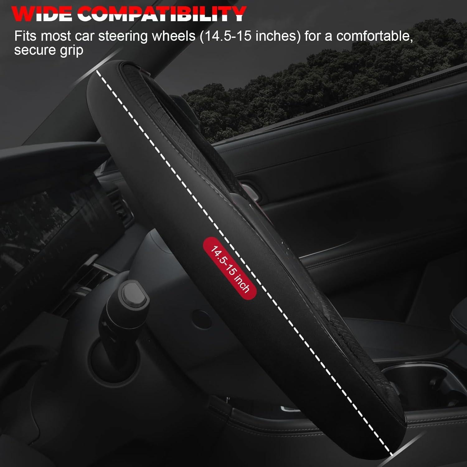 Funda de Volante Ouzorp Negra Cuero Microfibra 37-39 cm