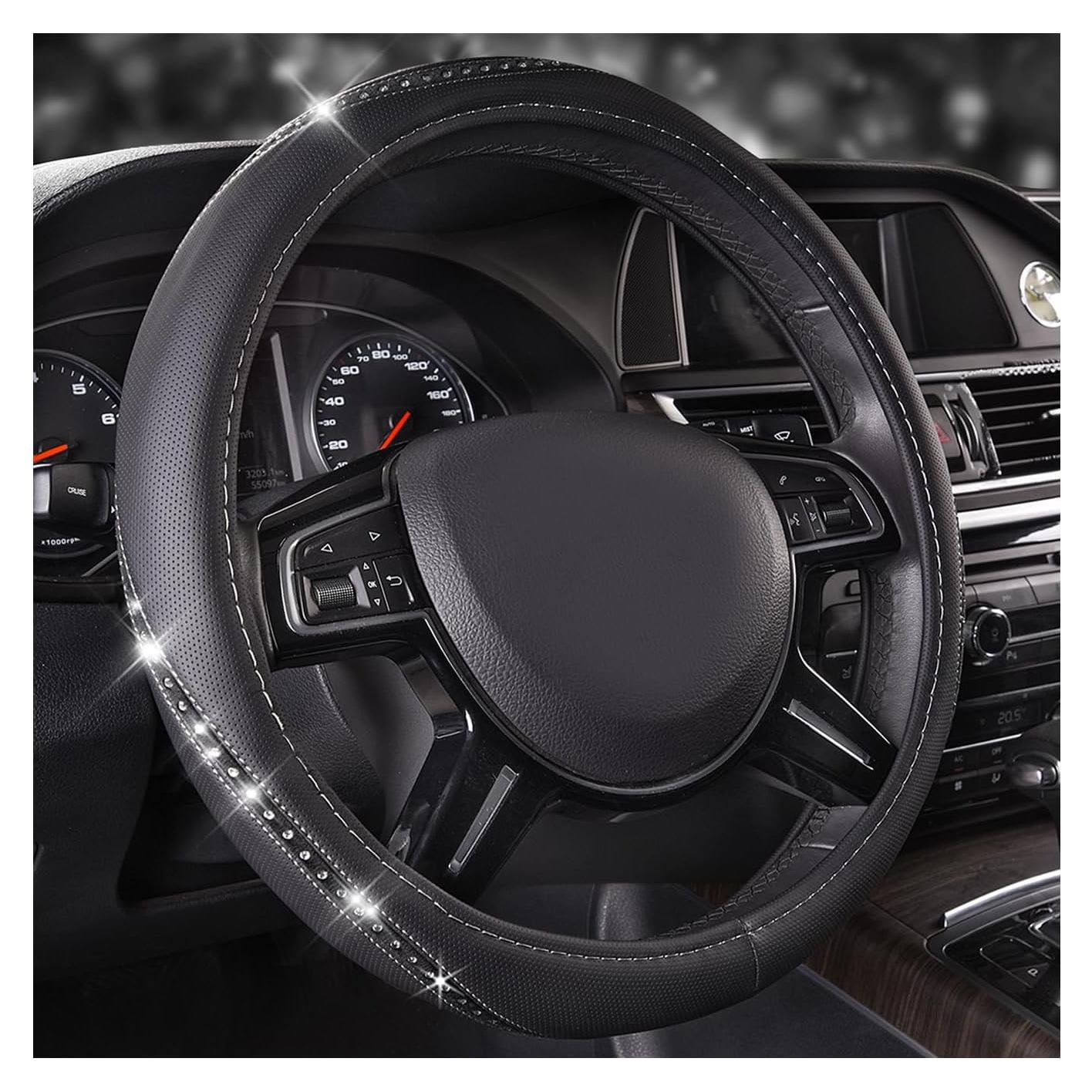 Cubierta de Volante de Cuero PU Brillante CAR PASS 35.6-38.1 cm