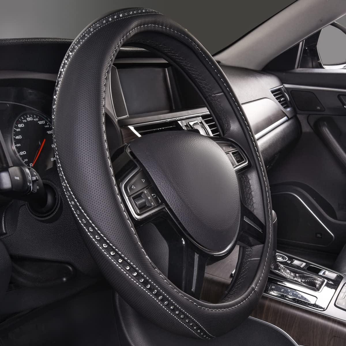 Cubierta de Volante de Cuero PU Brillante CAR PASS 35.6-38.1 cm