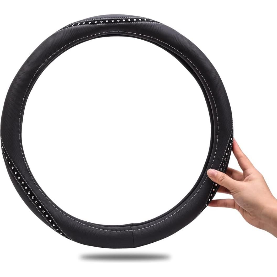 Cubierta de Volante de Cuero PU Brillante CAR PASS 35.6-38.1 cm