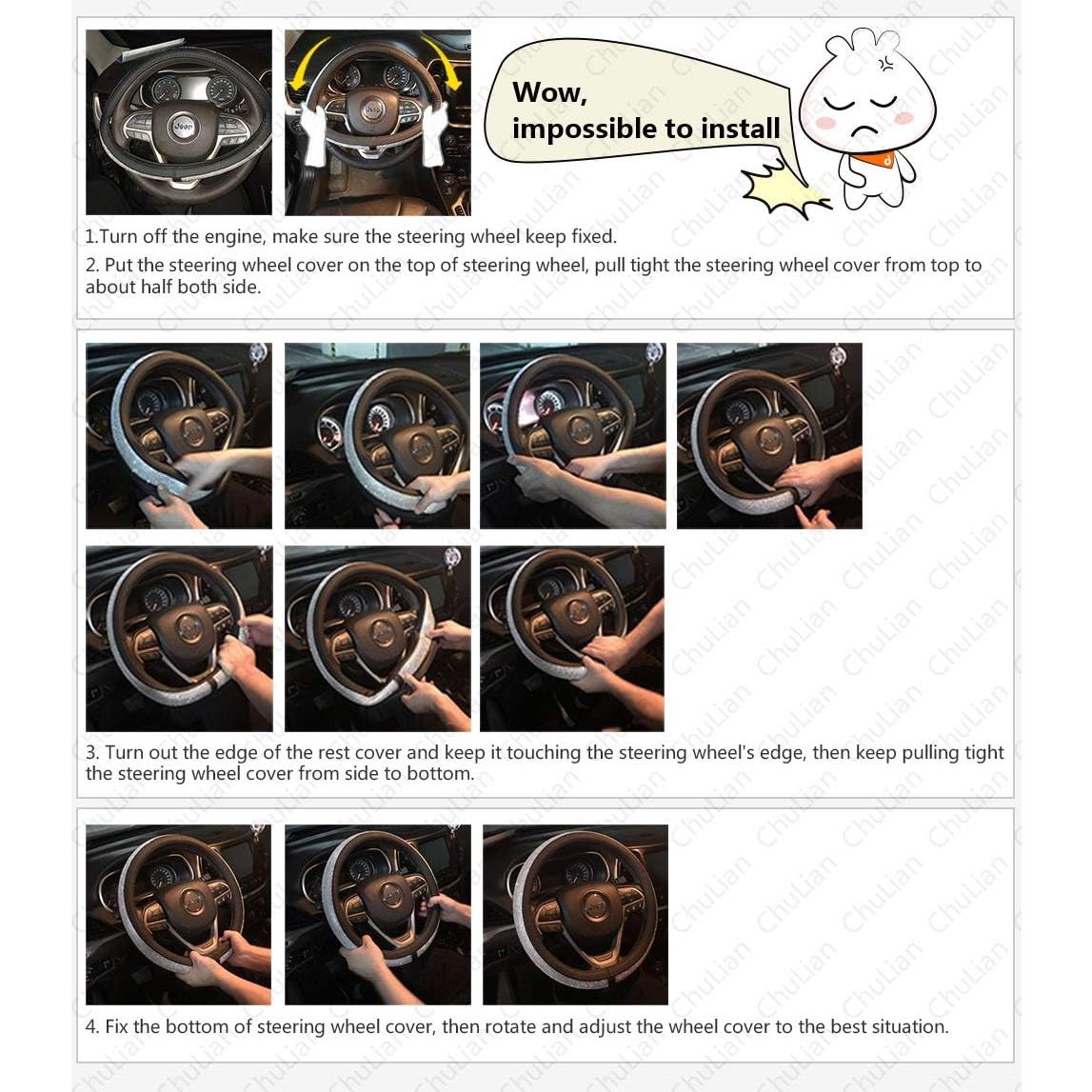 Cubierta de Volante de Cuero PU ChuLian 37-38 cm Brillante