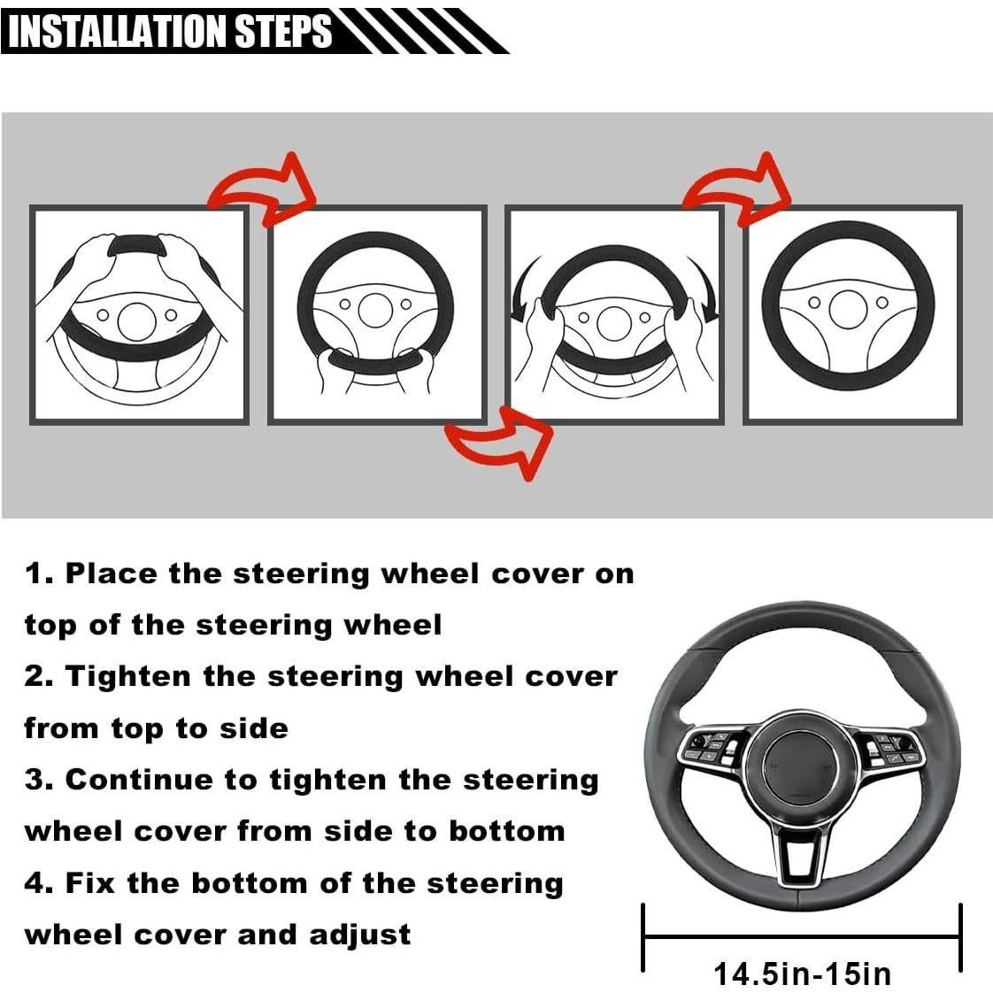 Cubierta de Volante de Coche Lainloy 14.5-15" Cuero Antideslizante