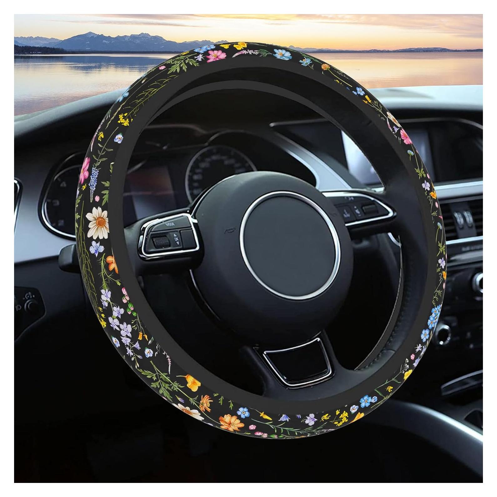 Funda de Volante Pcnjozx SWC Antideslizante 35.6-38cm Flores