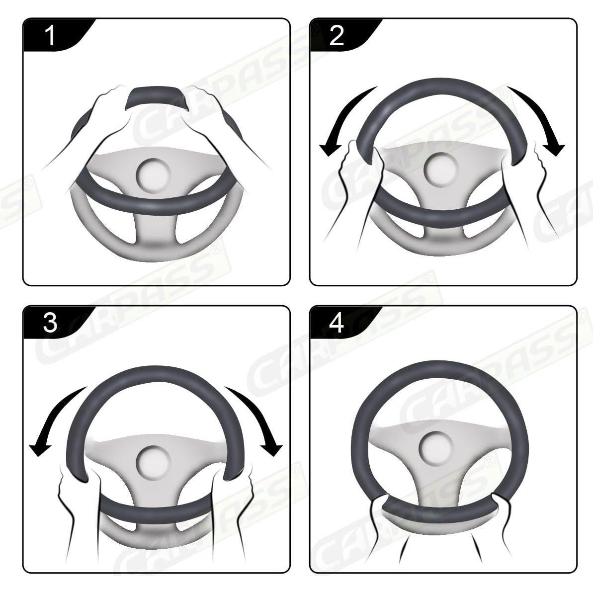 Cubierta de Volante CAR PASS de Espuma de Memoria Negra 36.83-39.37 cm