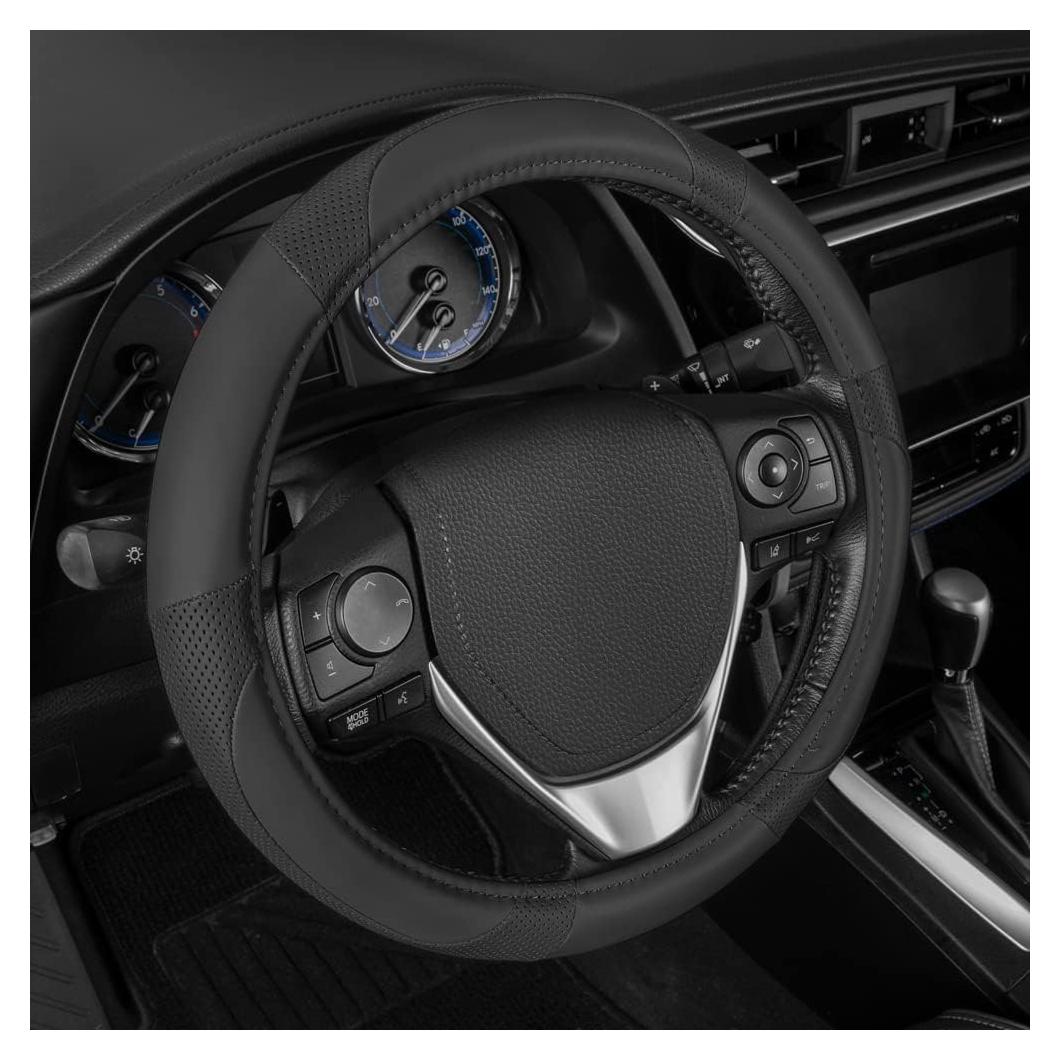 Cubierta de Volante Motor Trend 15" Cuero Microfibra Negro