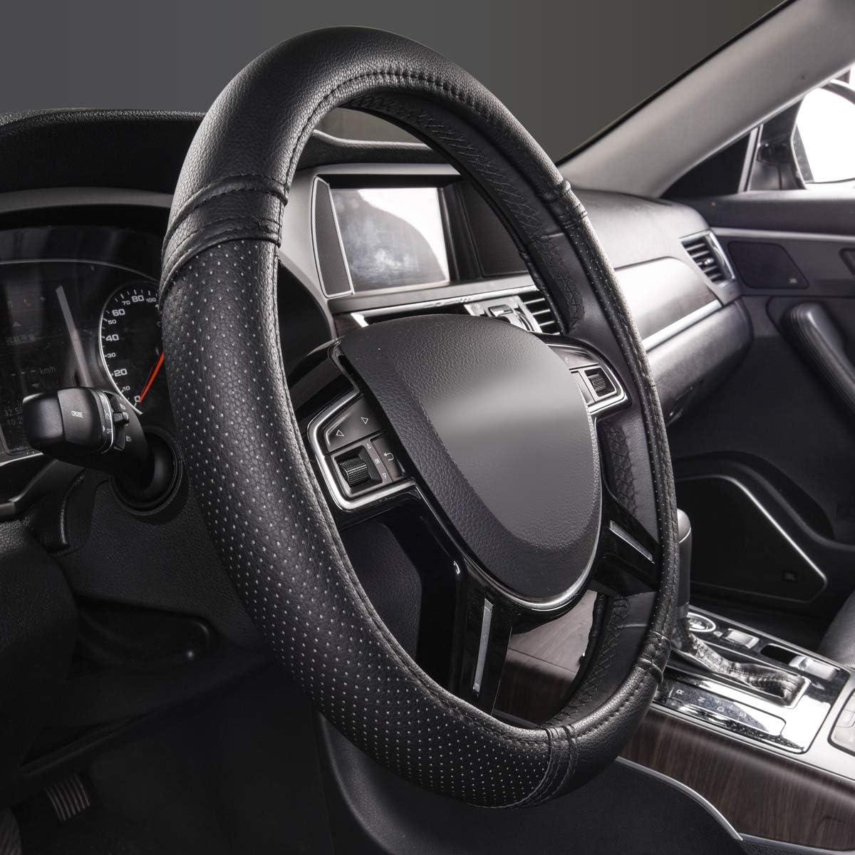 Cubierta de Volante de Cuero CAR PASS Universal 37-38 cm Negro