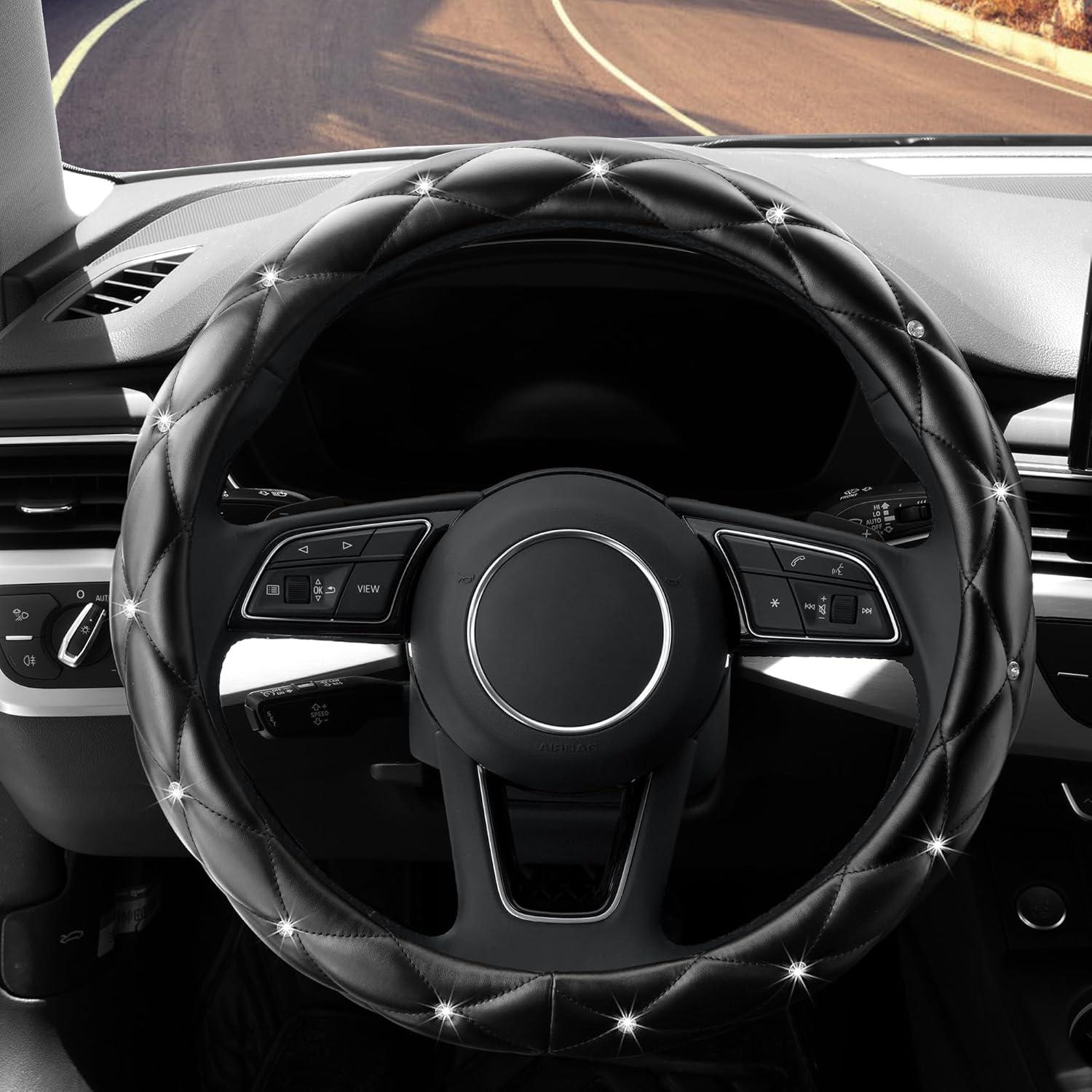 Funda de Volante de Cuero YOGURTCK Antideslizante 37-38 cm Negro