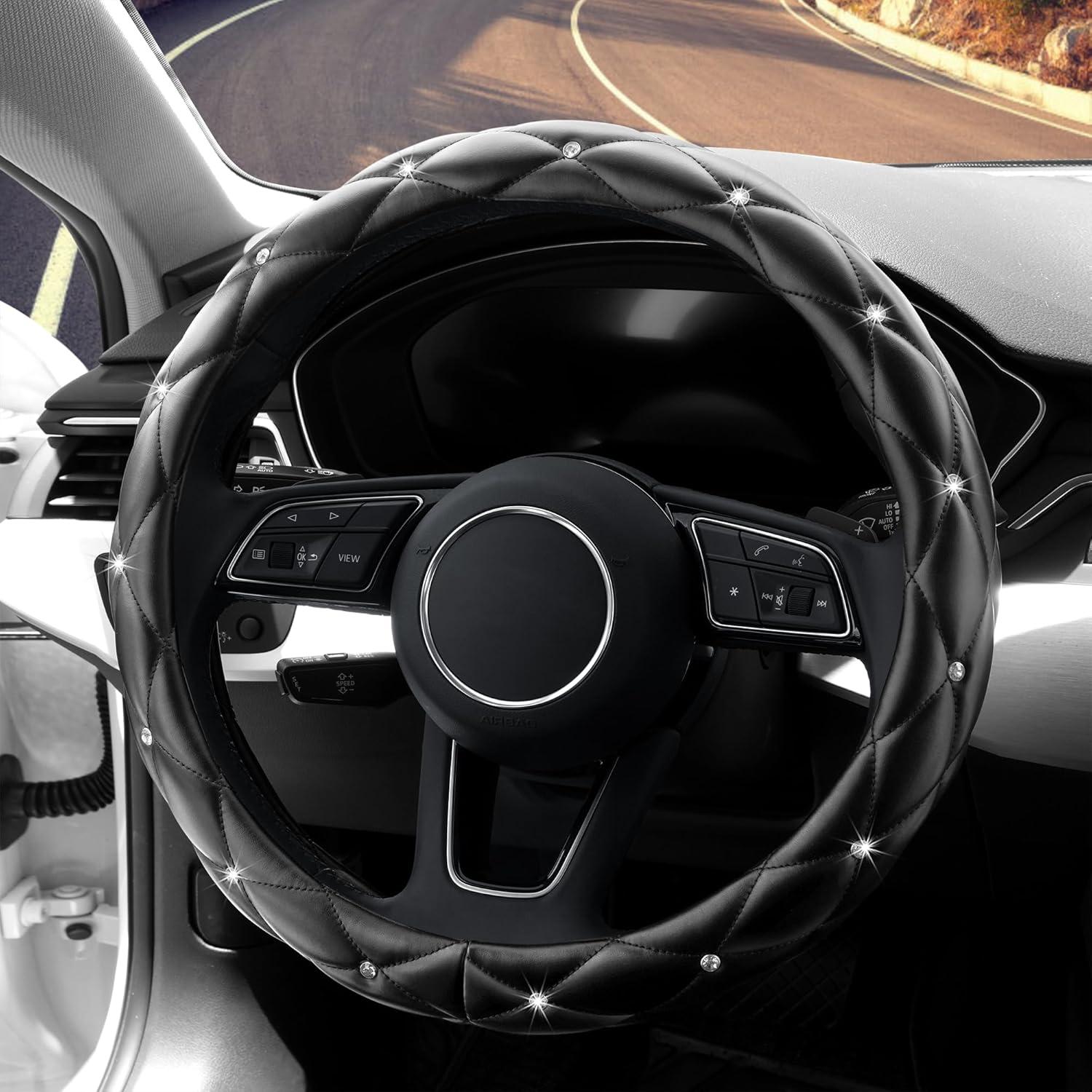 Funda de Volante de Cuero YOGURTCK Antideslizante 37-38 cm Negro