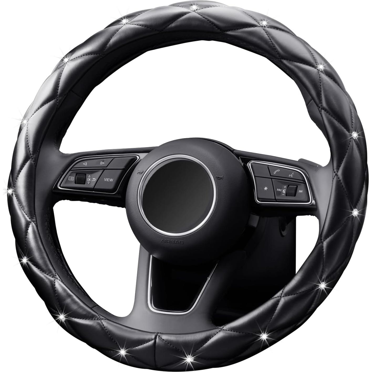 Funda de Volante de Cuero YOGURTCK Antideslizante 37-38 cm Negro