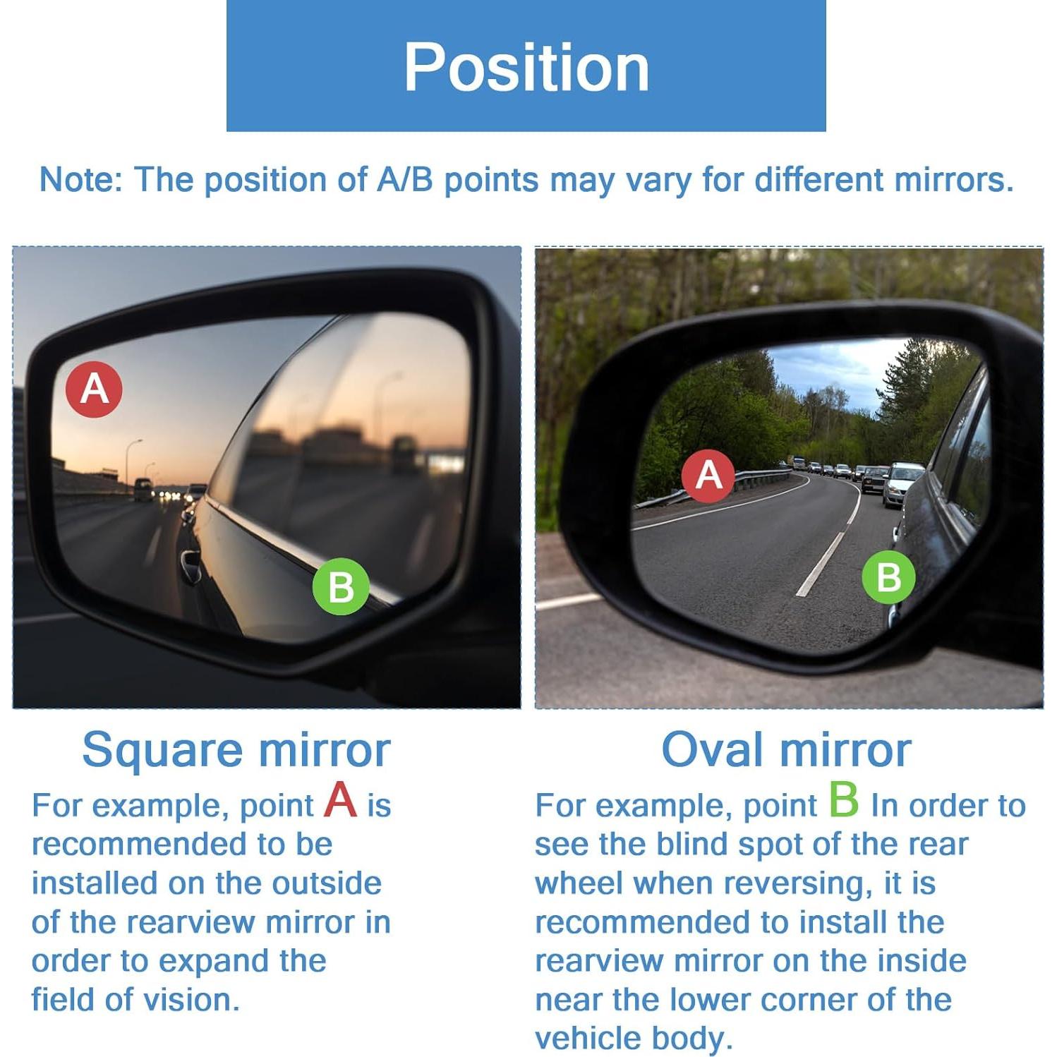 Espejos de Punto Ciego QfwdfcTrenz 5.08 cm 2 Piezas Ajustables