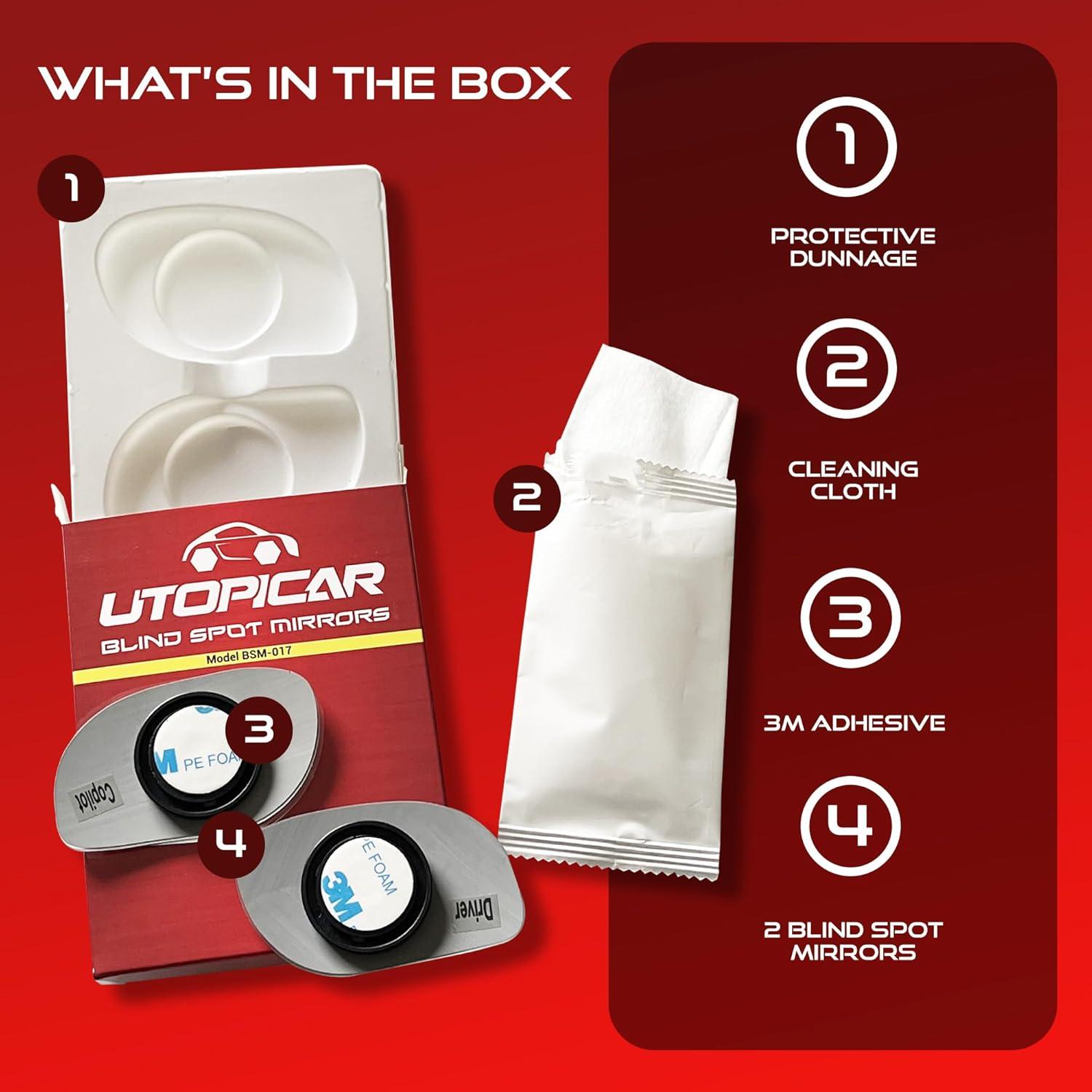 Espejo Convexo de Punto Ciego Utopicar 4.57 x 7.62 cm - Seguridad Vial