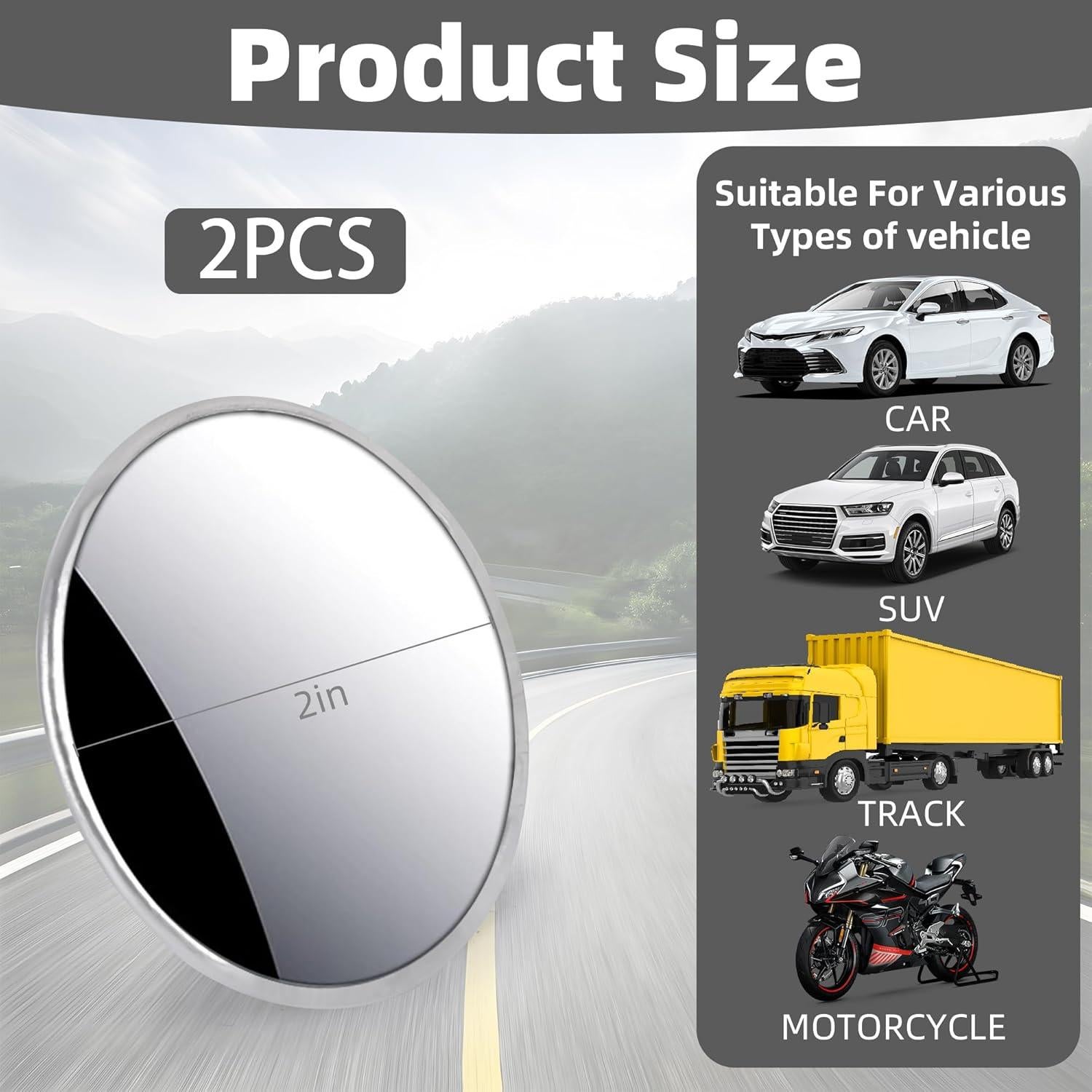 Espejo Convexo de Punto Ciego 2 Pulgadas Contraptions Esenciales