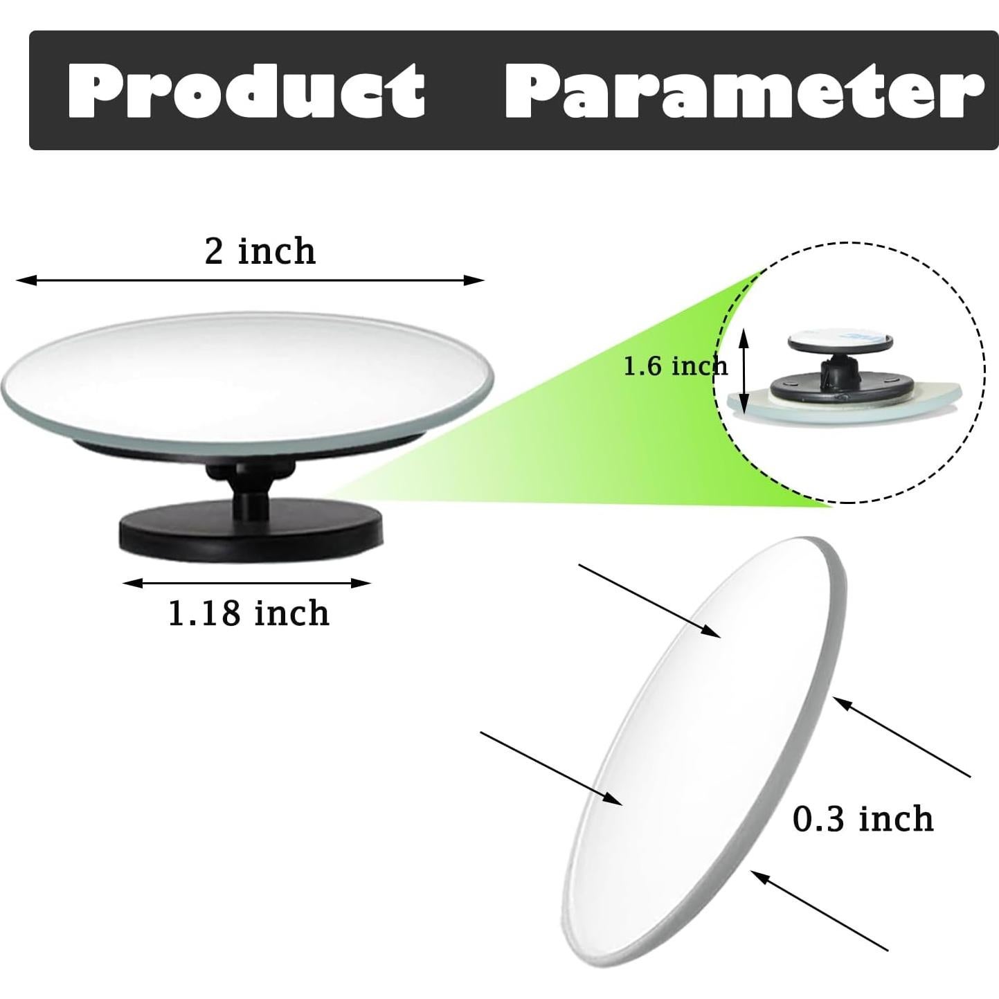 Espejos Convexos de Punto Ciego POTAMERO 2" HD - Paquete de 2