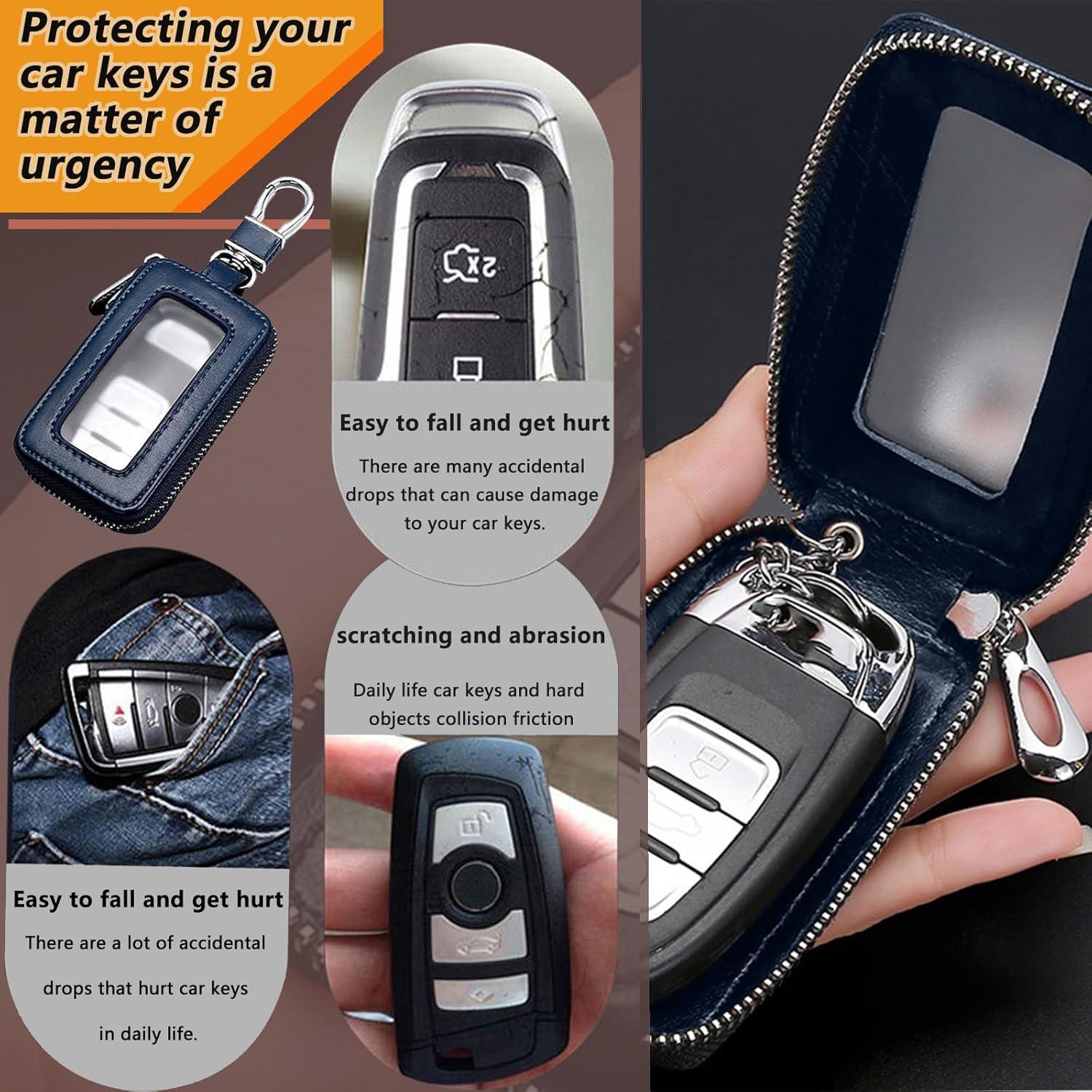 Funda de Llave de Coche vvag de Cuero Genuino Universal Azul