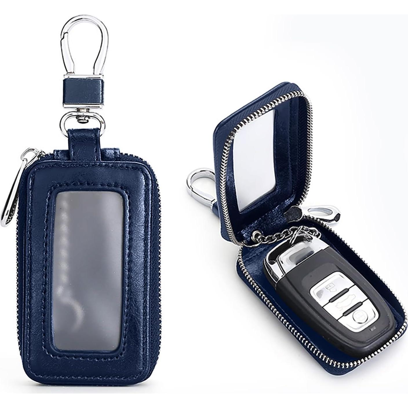 Funda de Llave de Coche vvag de Cuero Genuino Universal Azul