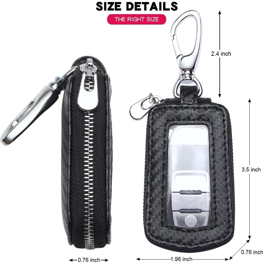 Funda de Llave de Coche Universal de Cuero Genuino Negra