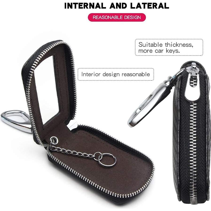 Funda de Llave de Coche Universal de Cuero Genuino Negra