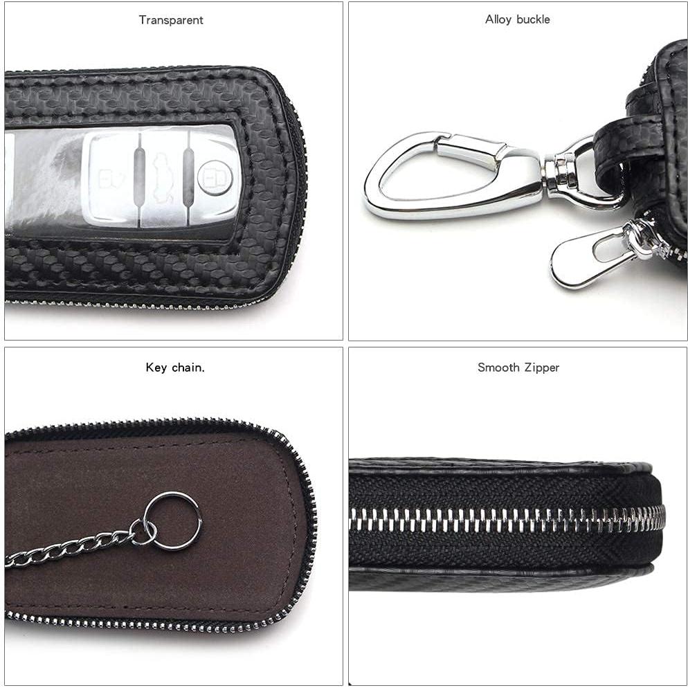 Funda de Llave de Coche Universal de Cuero Genuino Negra