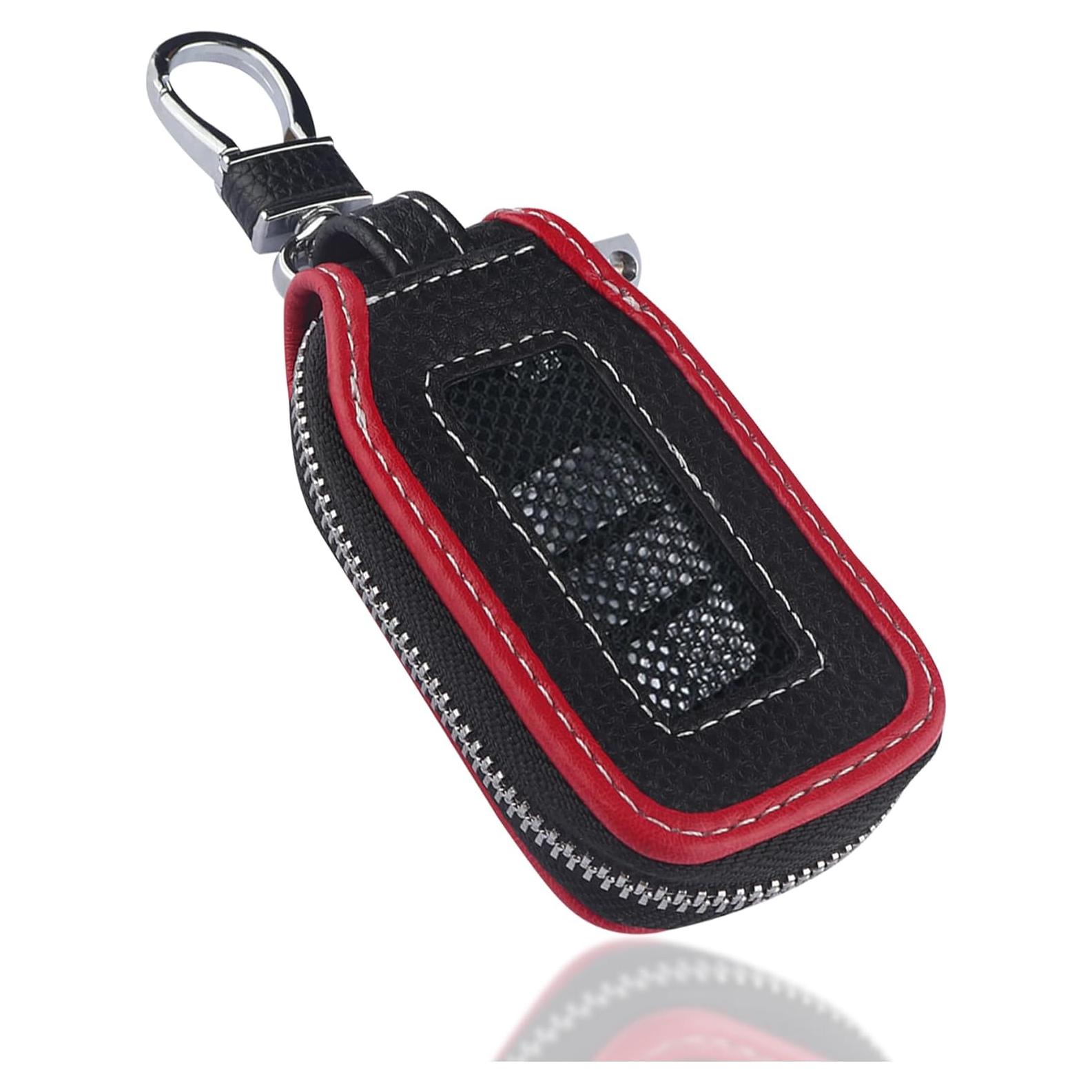 Funda de Llave de Coche Carleef Cuero Negro/Rojo Universal