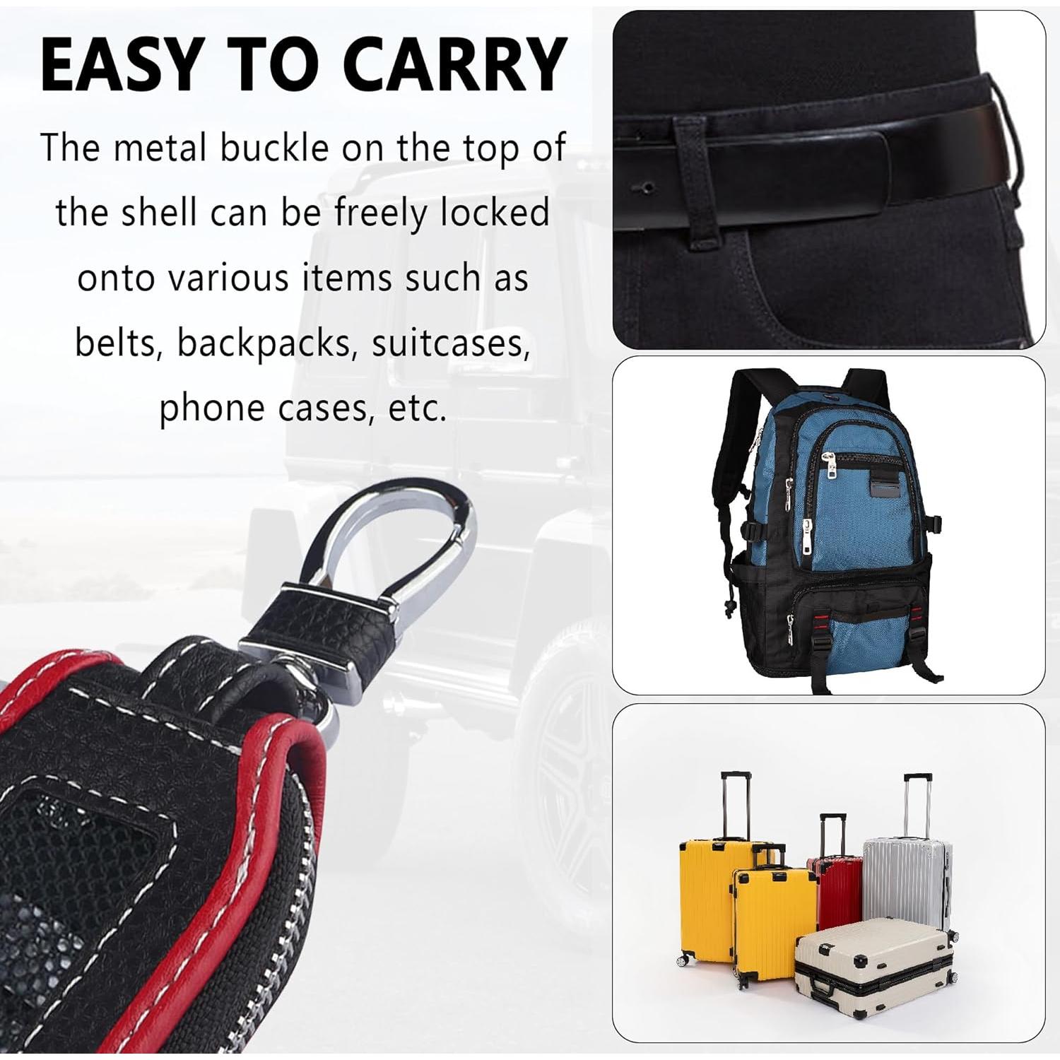 Funda de Llave de Coche Carleef Cuero Negro/Rojo Universal