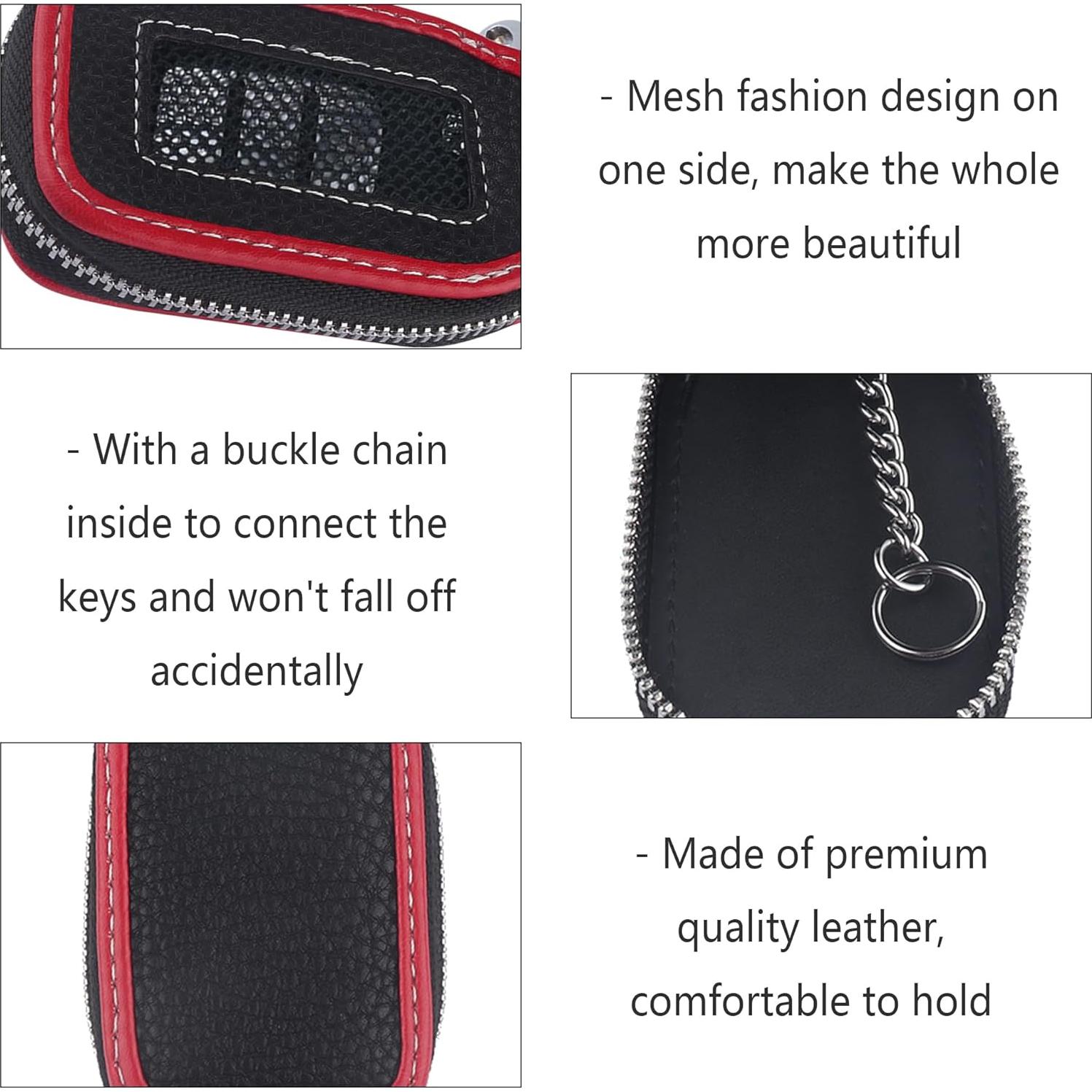 Funda de Llave de Coche Carleef Cuero Negro/Rojo Universal