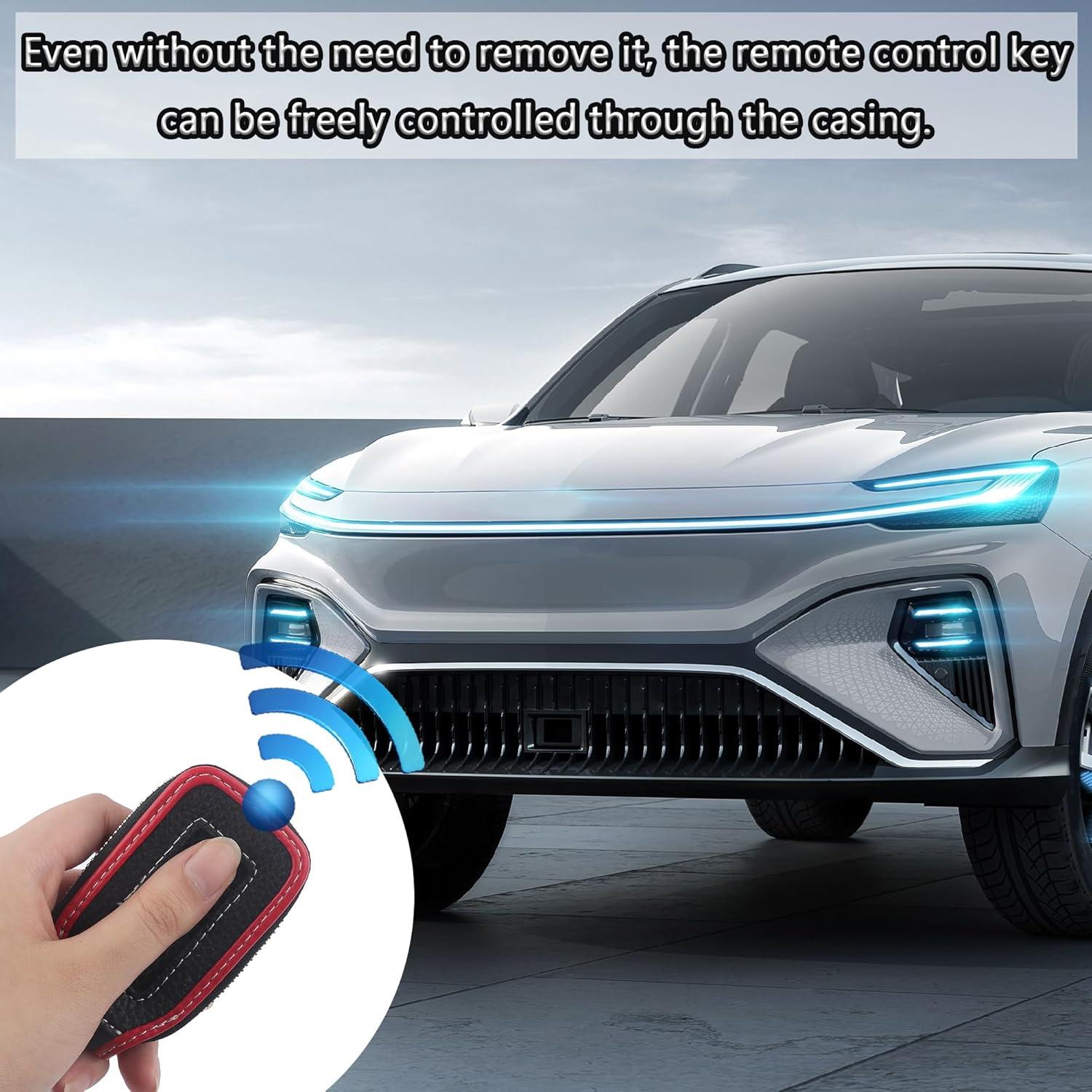 Funda de Llave de Coche Carleef Cuero Negro/Rojo Universal