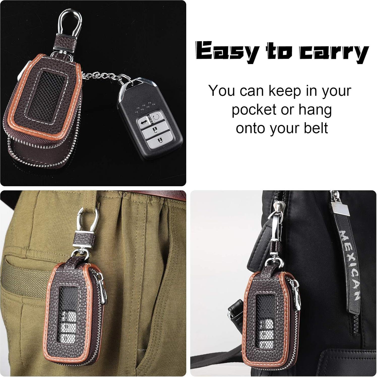 Funda de Llave de Coche Frienda 2 Piezas Cuero Marrón