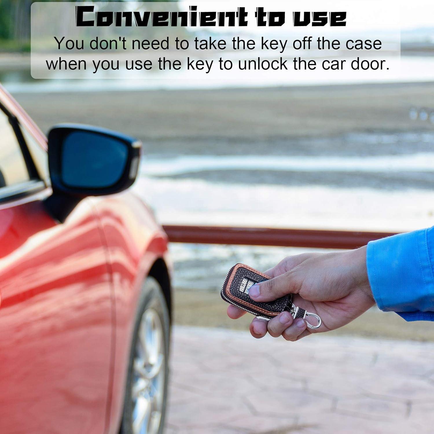 Funda de Llave de Coche Frienda 2 Piezas Cuero Marrón