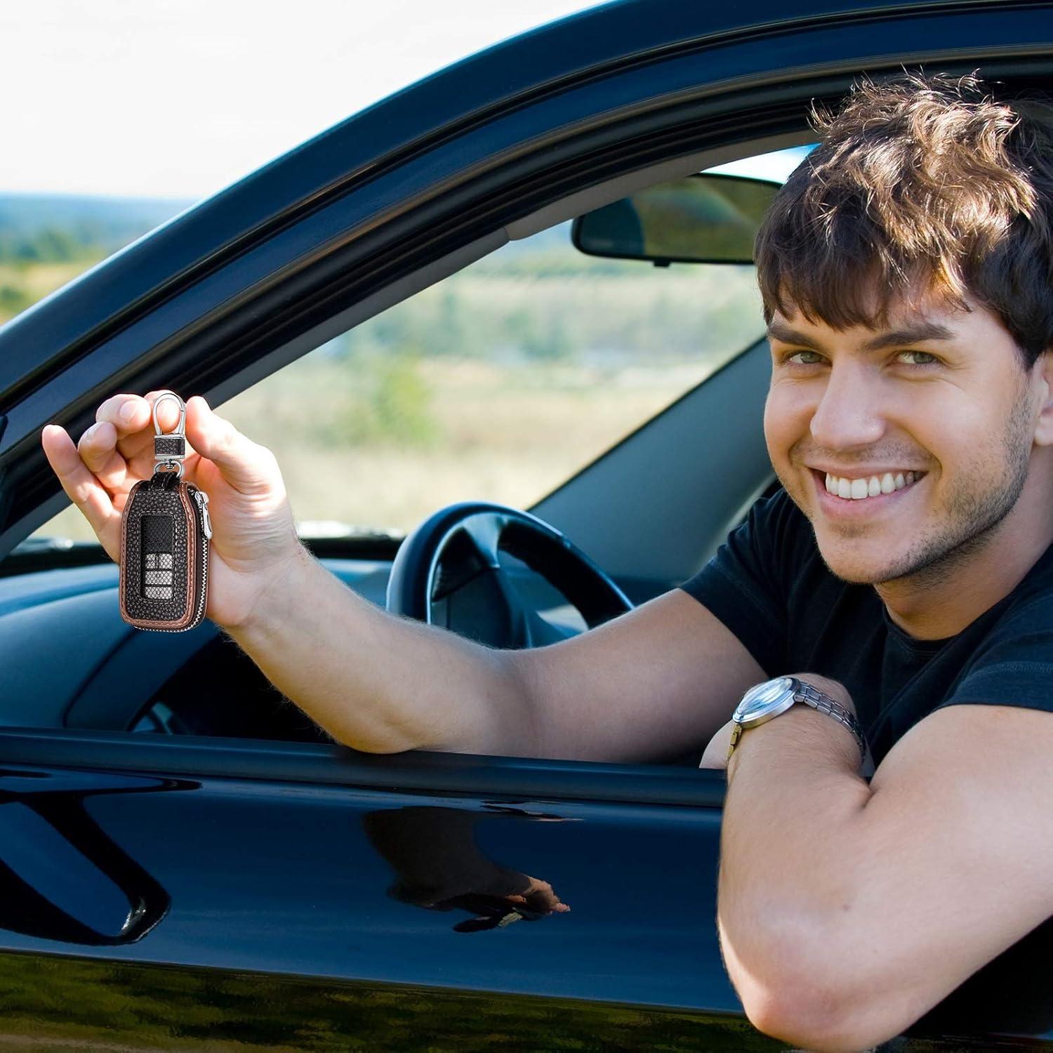 Funda de Llave de Coche Frienda 2 Piezas Cuero Marrón