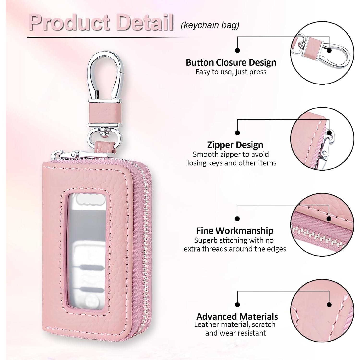 Funda de Llave de Auto vvag de Cuero Rosa, Universal y Premium