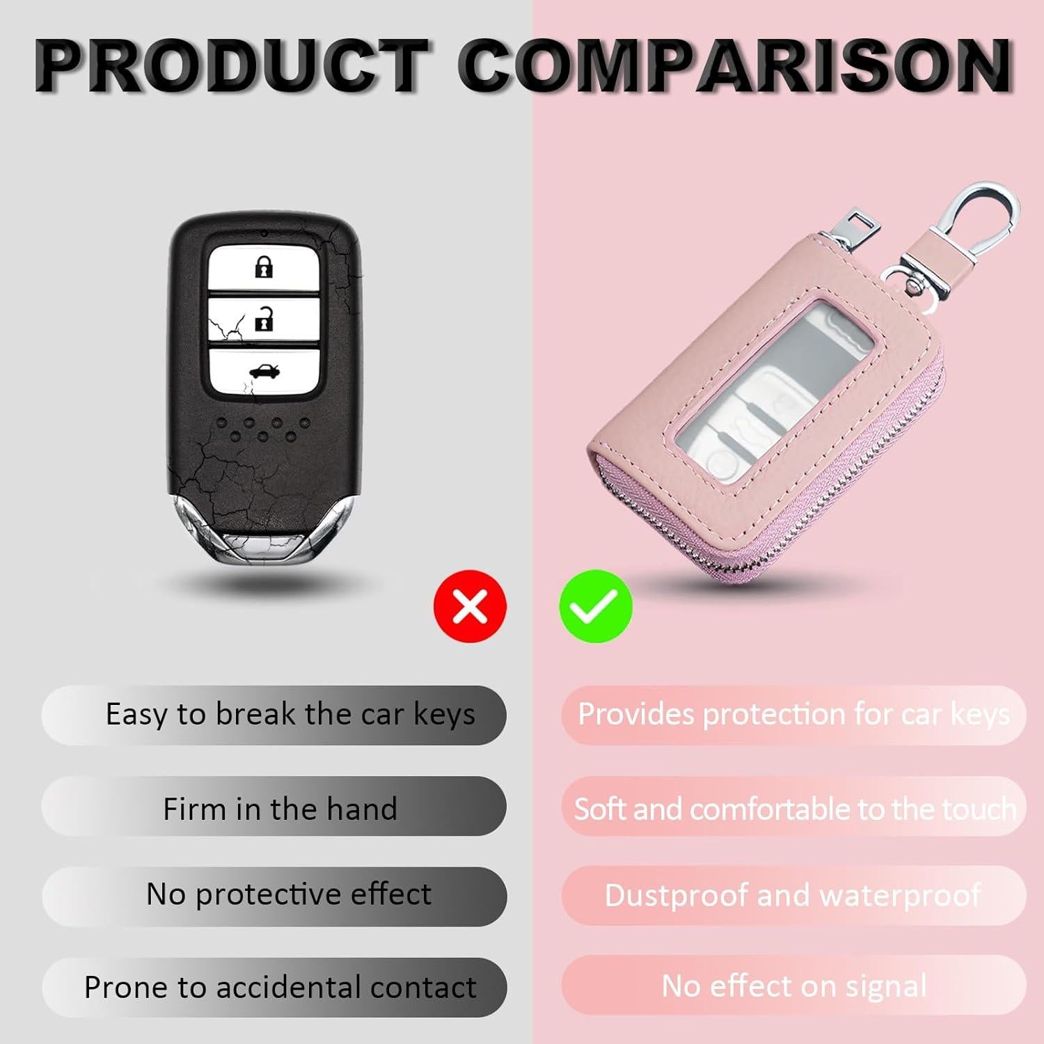 Funda de Llave de Auto vvag de Cuero Rosa, Universal y Premium