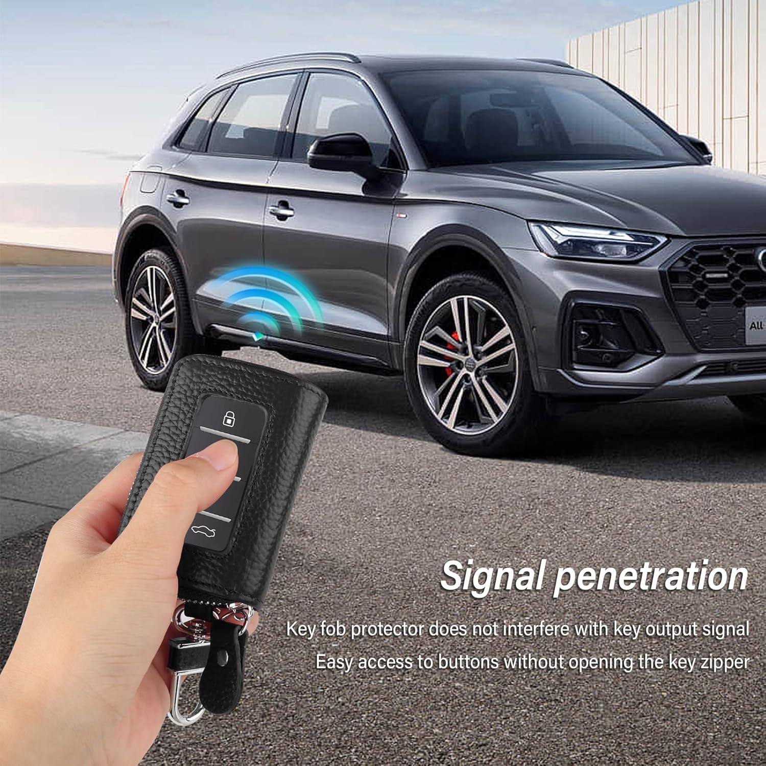 Funda de Llave de Auto SSNNUU Minimalista Cuero Negro