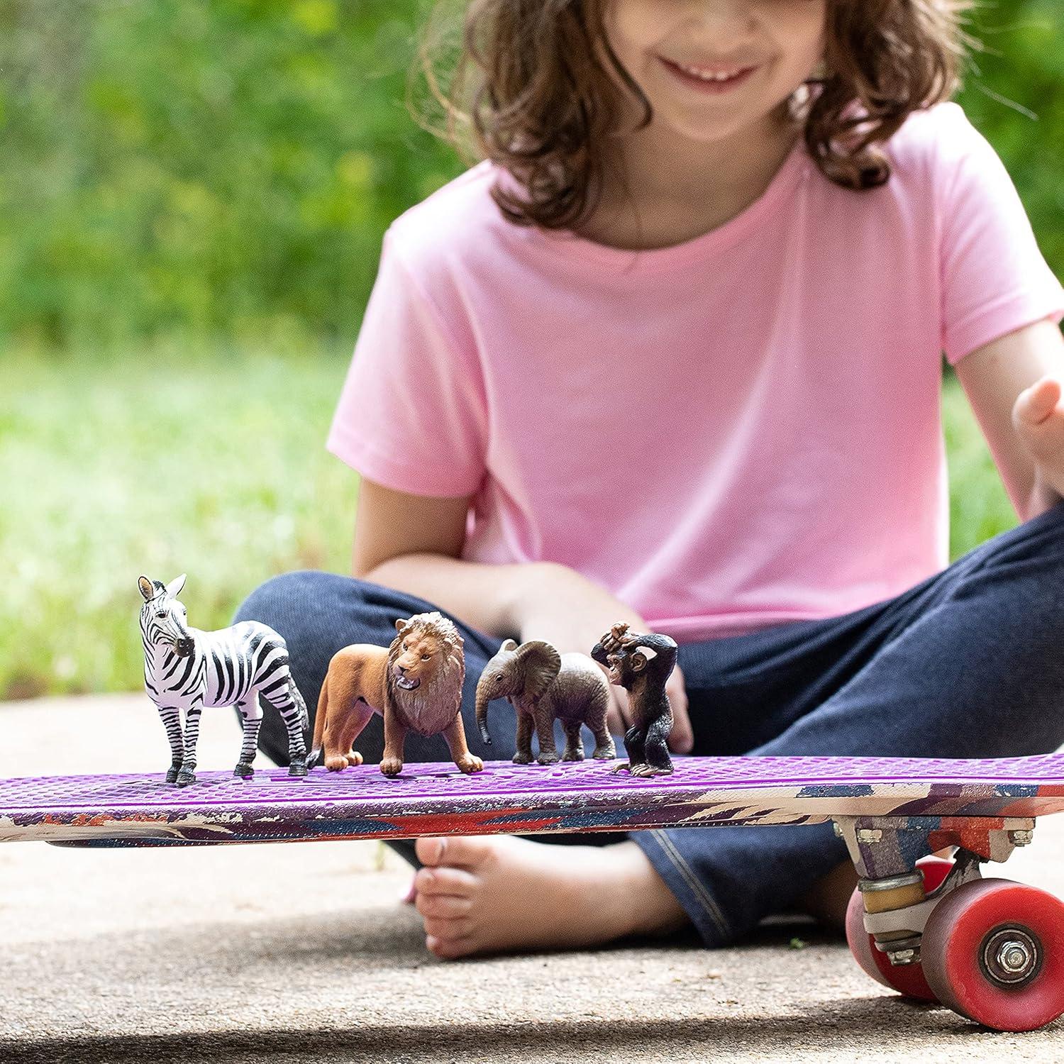 Schleich Wild Life Africa Starter Set – 4-Piece Wildlife Animal Set for Ages 3+, Featuring, Zebra, Elephant Calf, Lion, Chimpanzee