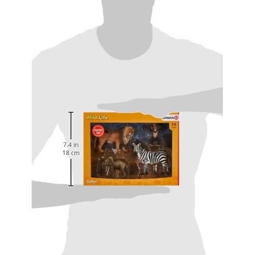 Schleich Wild Life Africa Starter Set – 4-Piece Wildlife Animal Set for Ages 3+, Featuring, Zebra, Elephant Calf, Lion, Chimpanzee