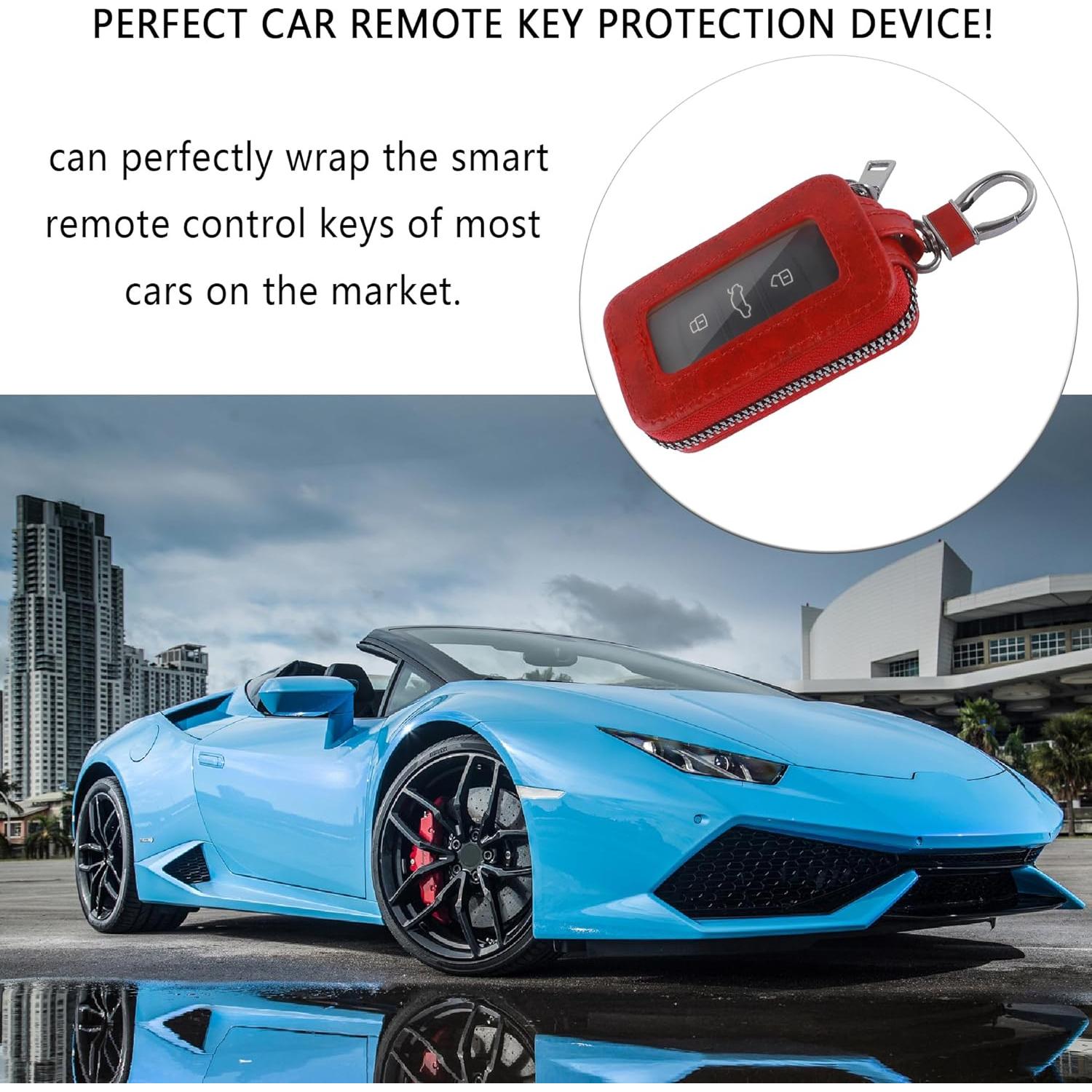 Funda de Llave de Coche Turcee de Cuero PU Universal Rojo