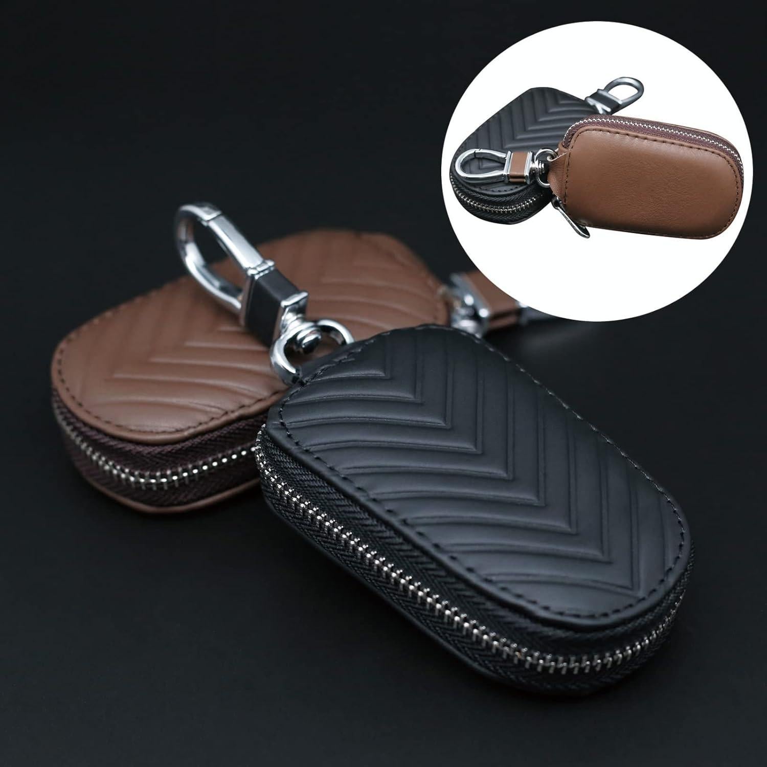 Funda de Llave de Coche HUFIDA Huixiaer-vsel Cuero Negro