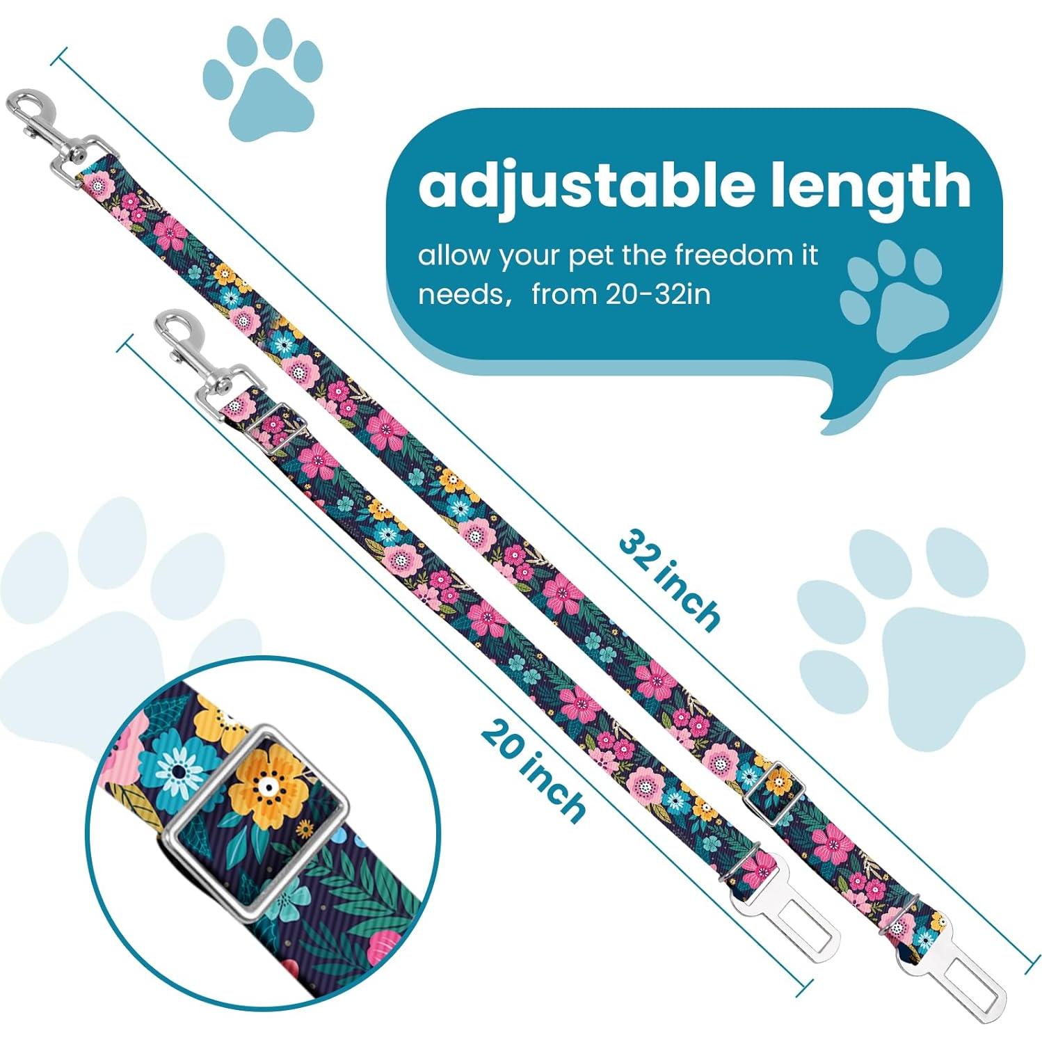 Cinturón de Seguridad Ajustable para Mascotas HCYPCV Floral
