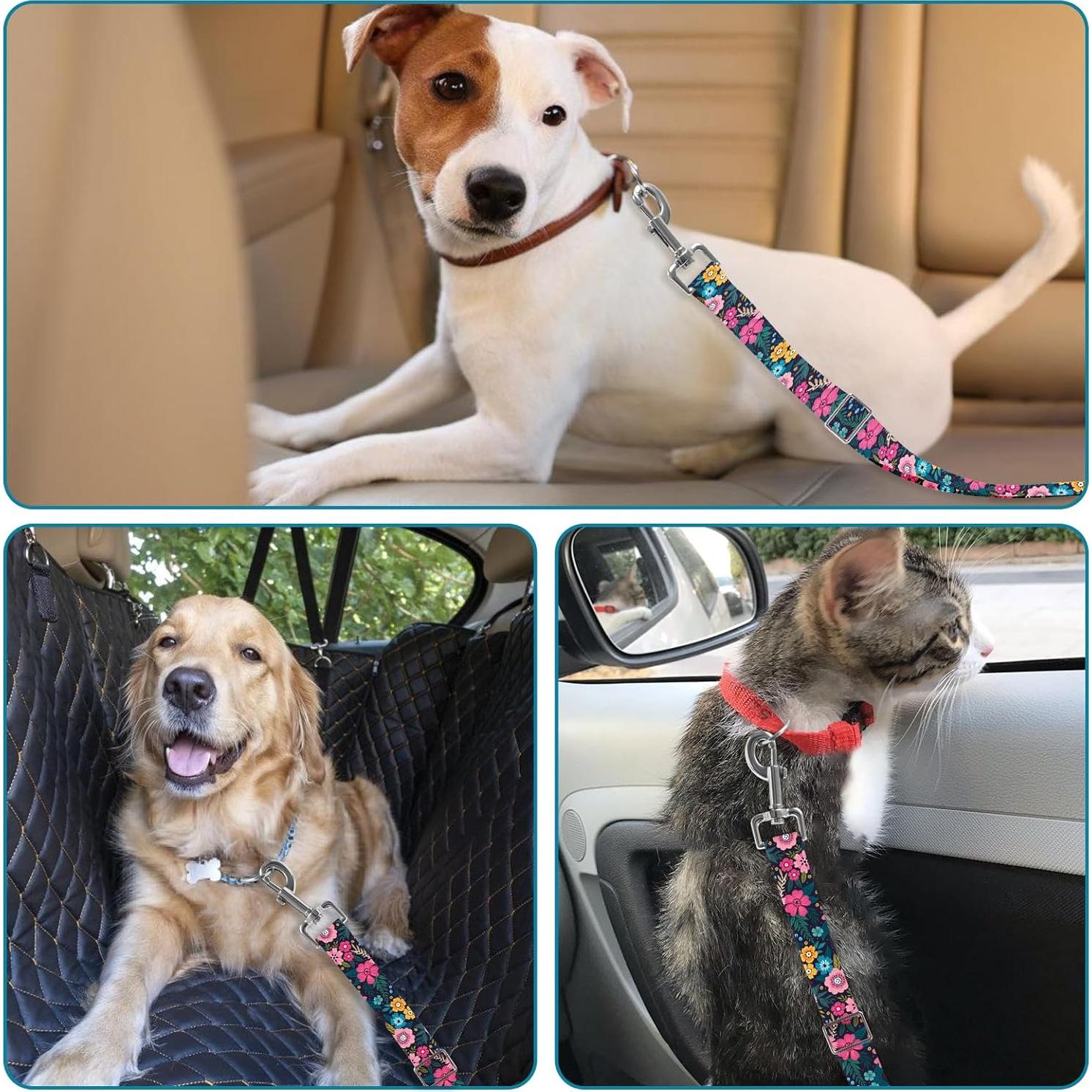 Cinturón de Seguridad Ajustable para Mascotas HCYPCV Floral