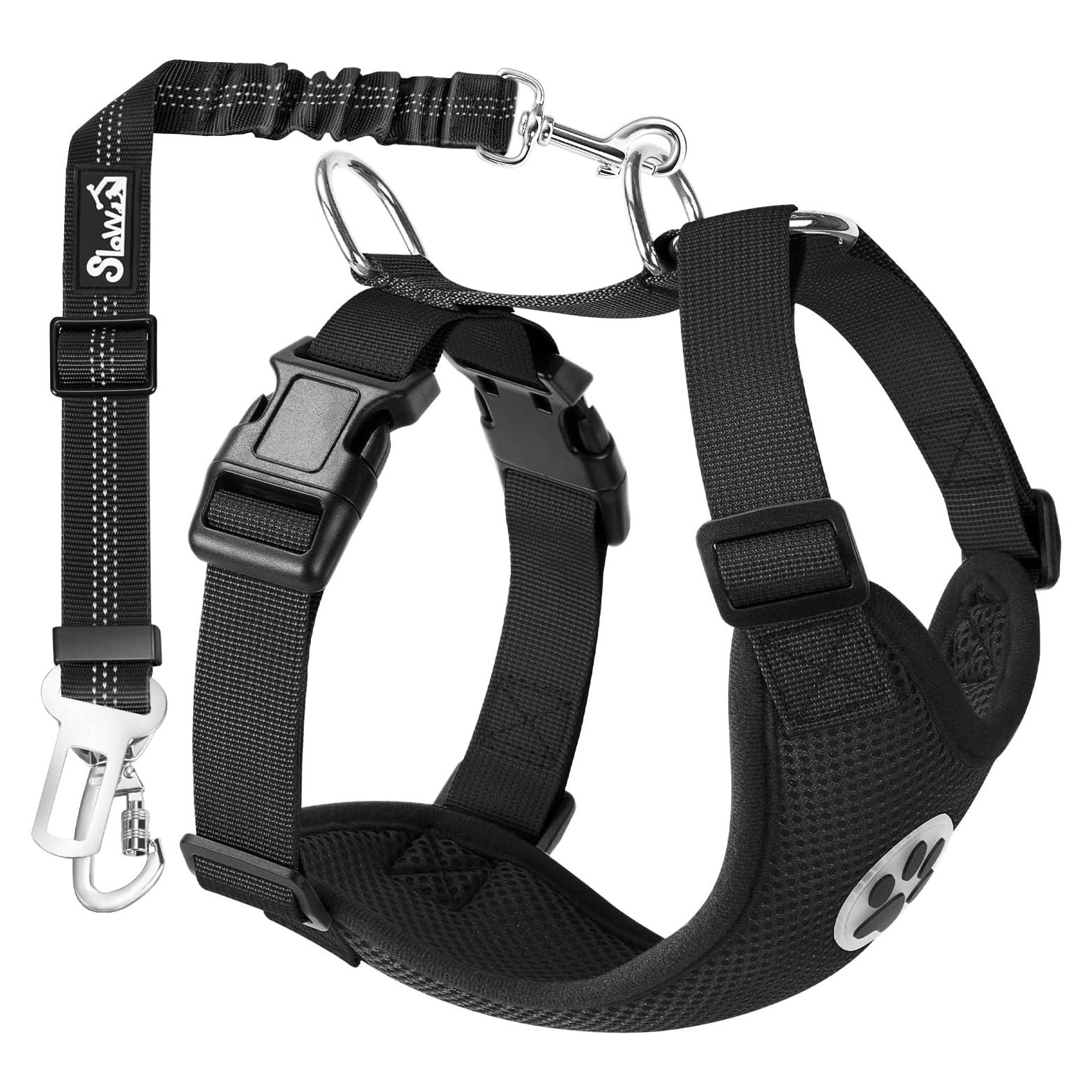 Arnés de Seguridad para Perros SlowTon Ajustable Malla Negro M