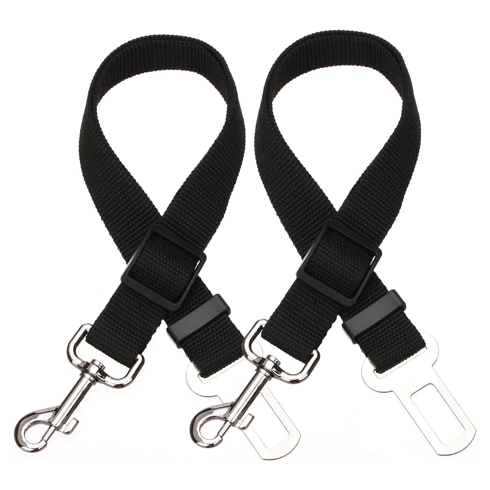 Correa de Asiento Ajustable para Mascotas Elisel - 2 Paquetes Negro