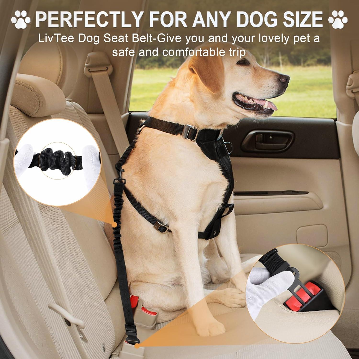 Cinturón de Seguridad para Perros LivTee - 2 Pack Ajustable