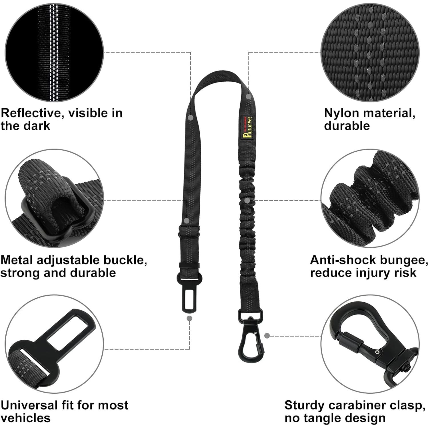 Cinturón de Seguridad para Perros Plutus Pet Ajustable Negro