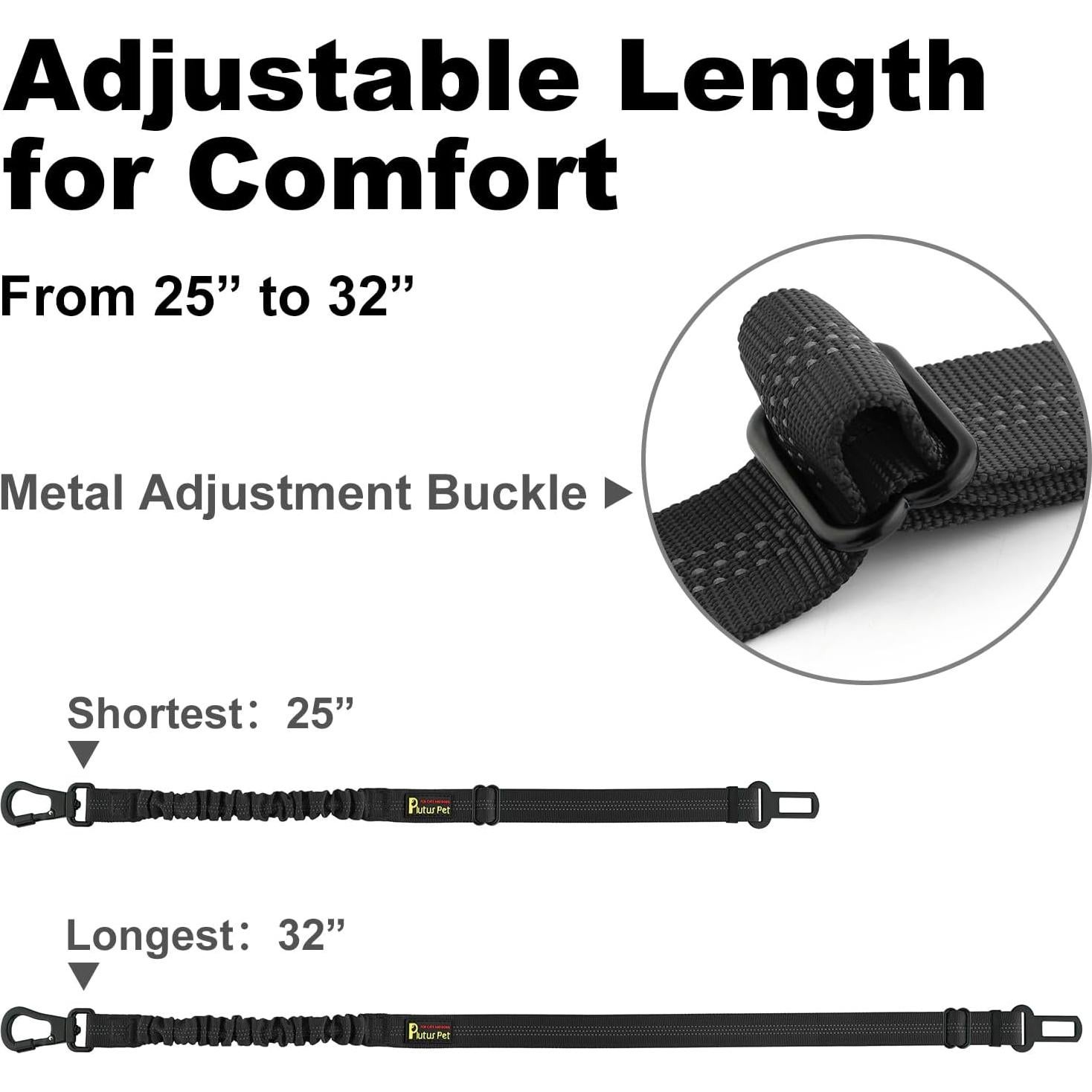 Cinturón de Seguridad para Perros Plutus Pet Ajustable Negro